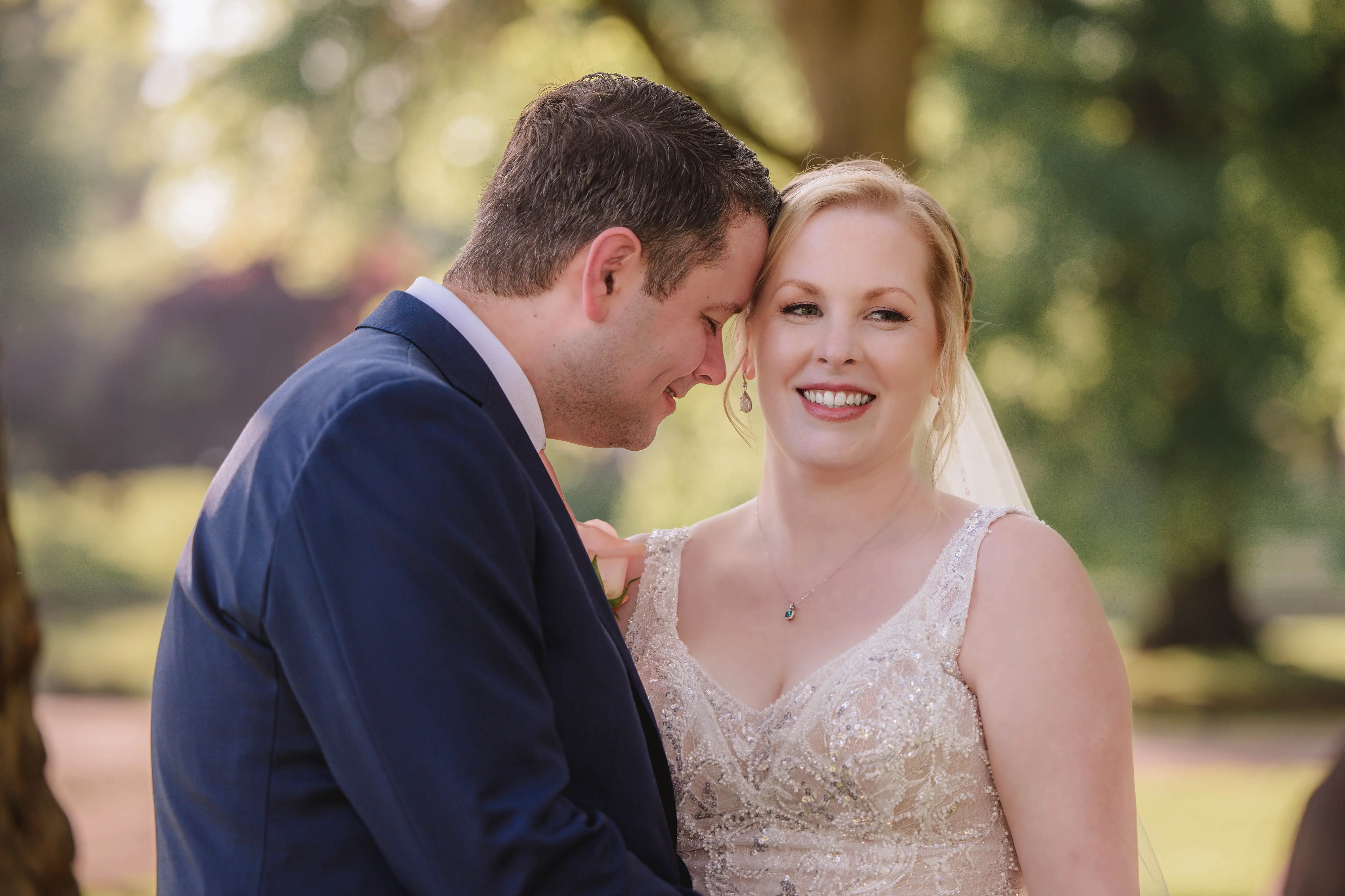 Bride In Sequin V-Neck Verina Sottero and Midgley With Groom