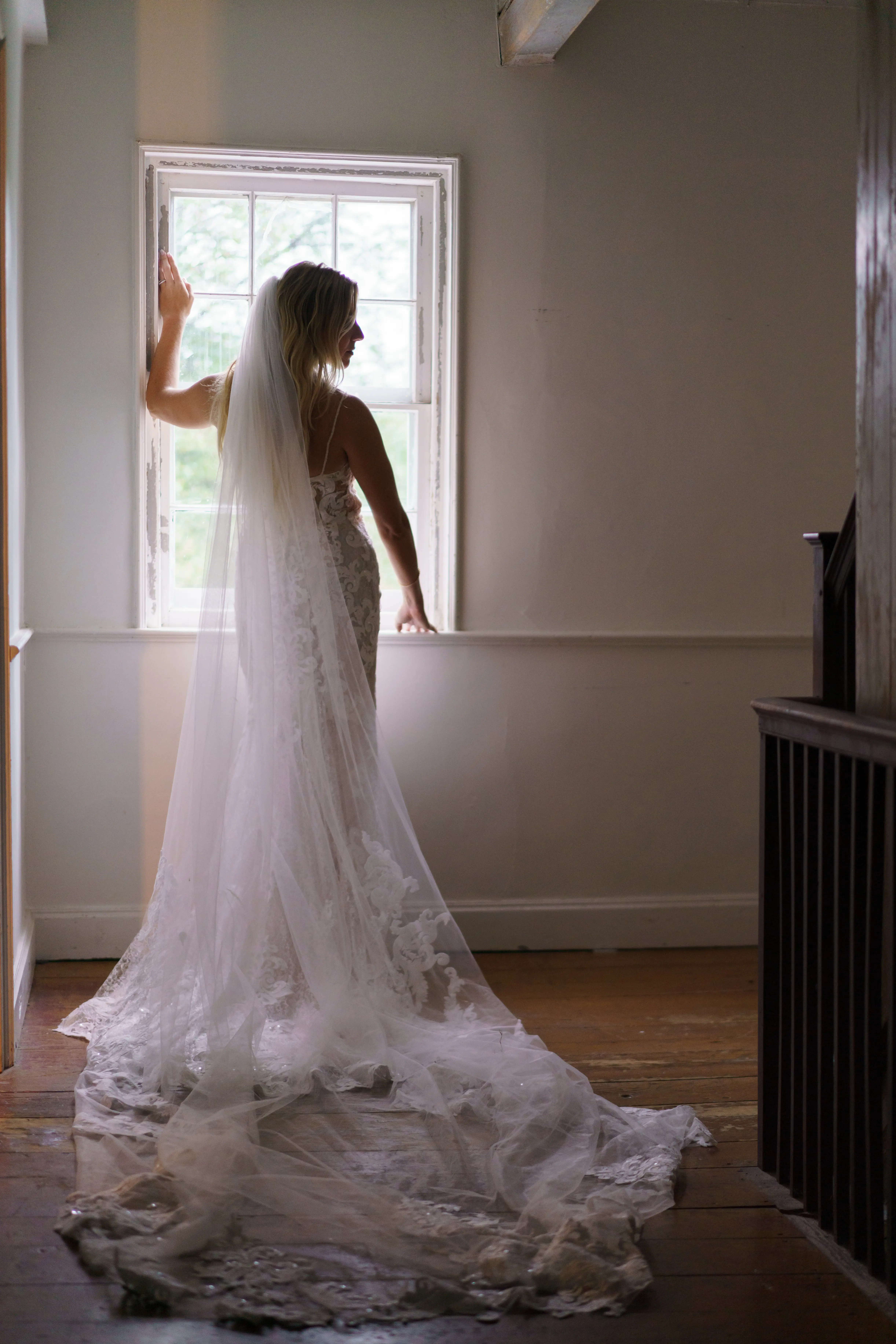 Bride wearing Lace Sheath Wedding Dress called Tuscany Lynette by Maggie Sottero