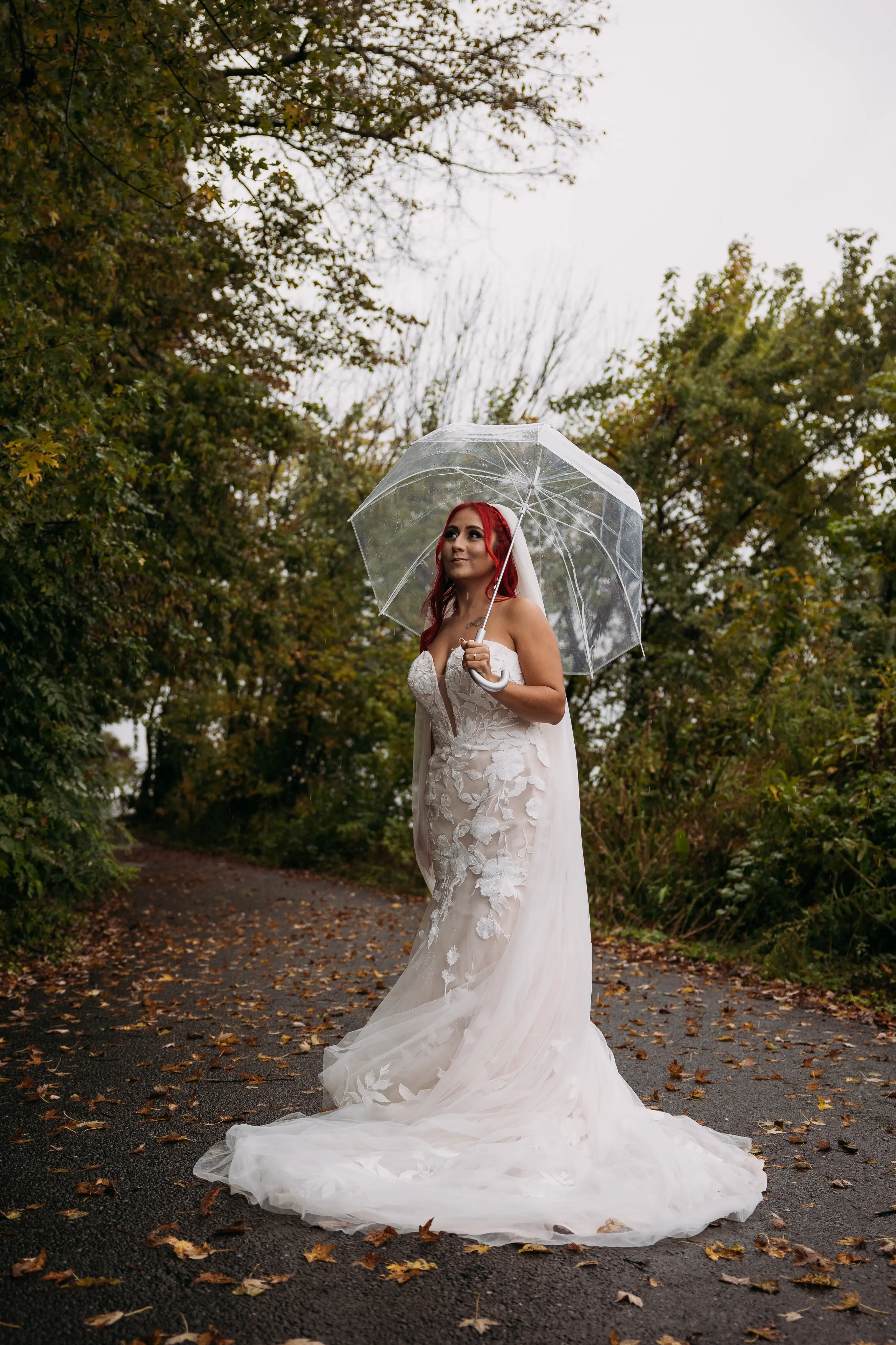 Real Bride In The Rain Wearing A White Wedding Dress Named Hattie By Rebecca Ingram