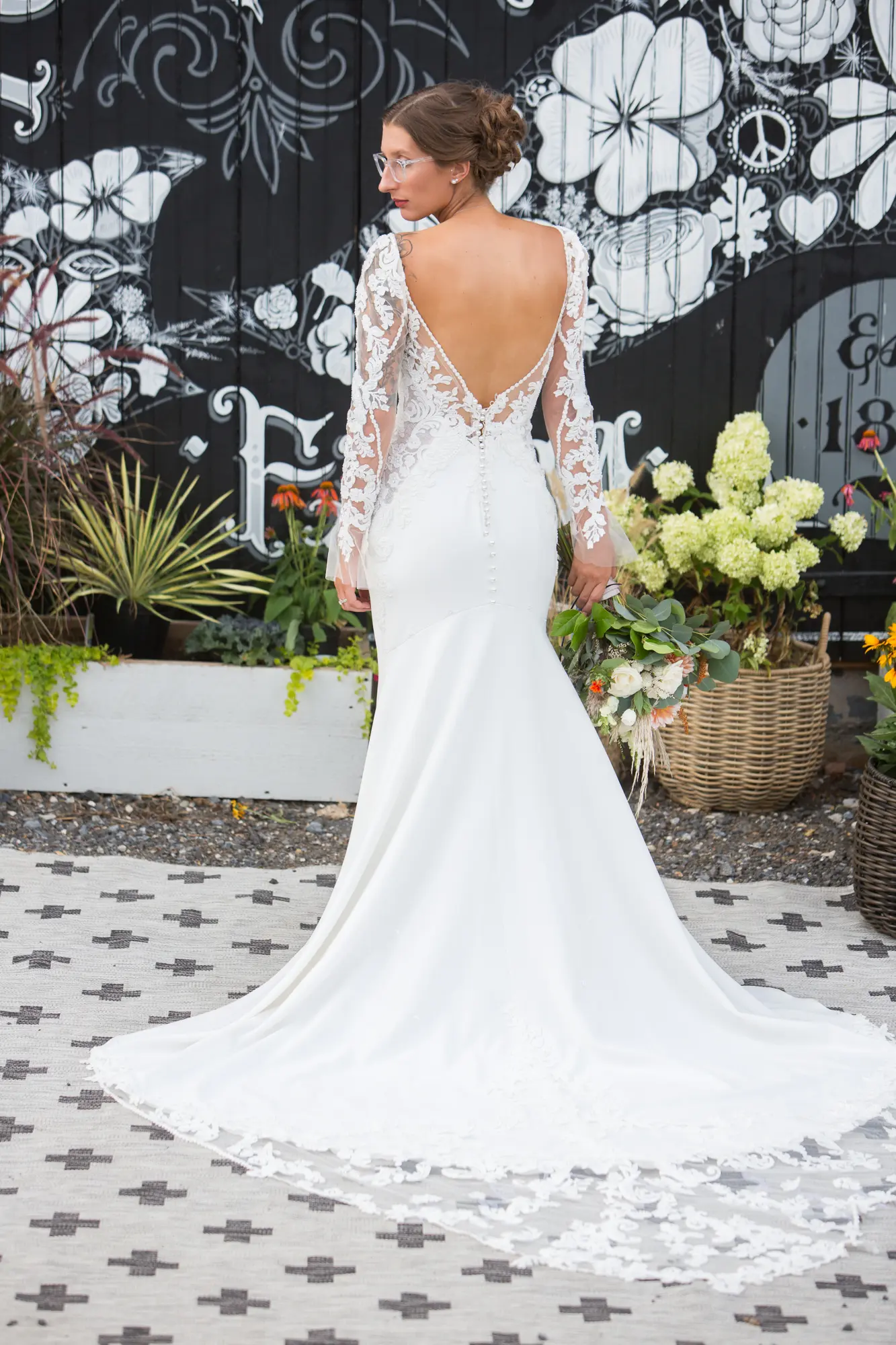 Bride Wearing Lace Mermaid Wedding Gown Called Nikki By Maggie Sottero