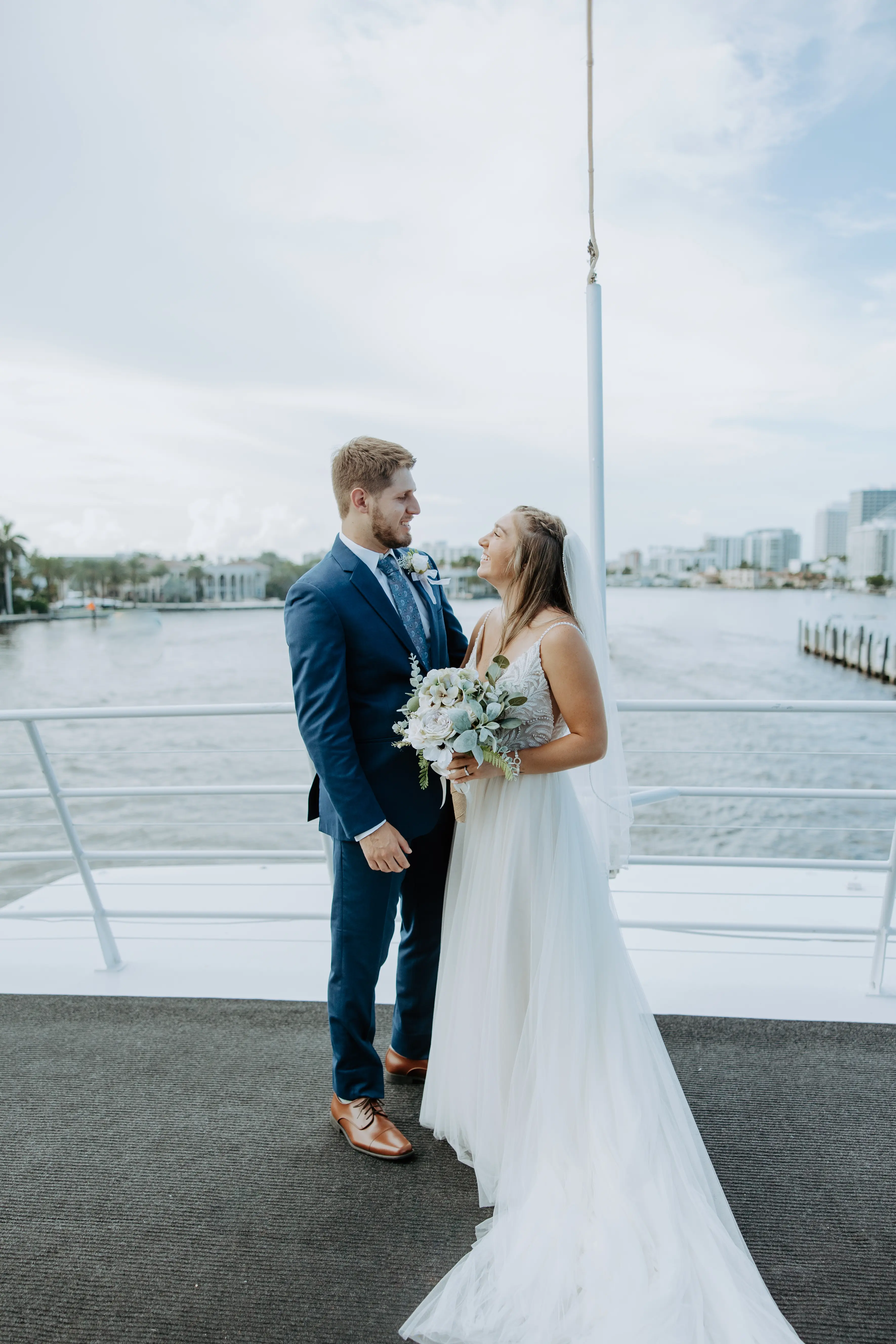 Bride Wearing A-Line Wedding Dress