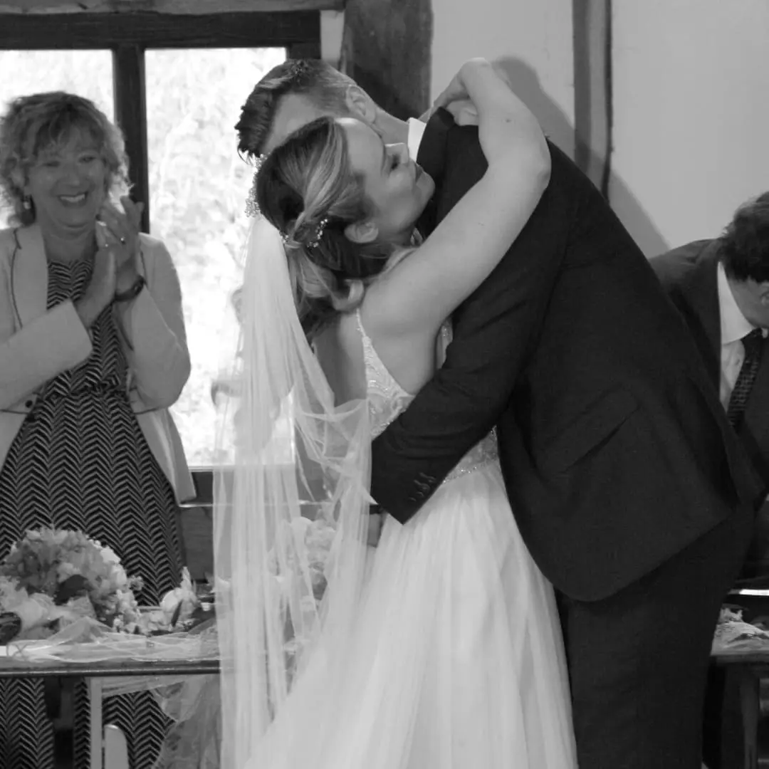 Groom With Bride Wearing Relaxed Boho A-Line Wedding Dress Charlene By Maggie Sottero