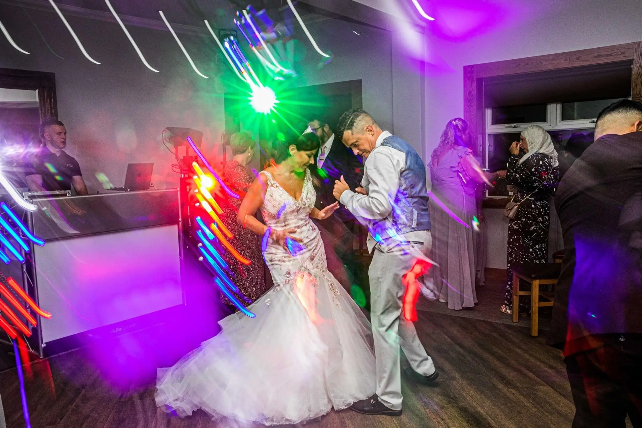 Bride In Colorful Trumpet Kenleigh Sottero Midgley With Groom