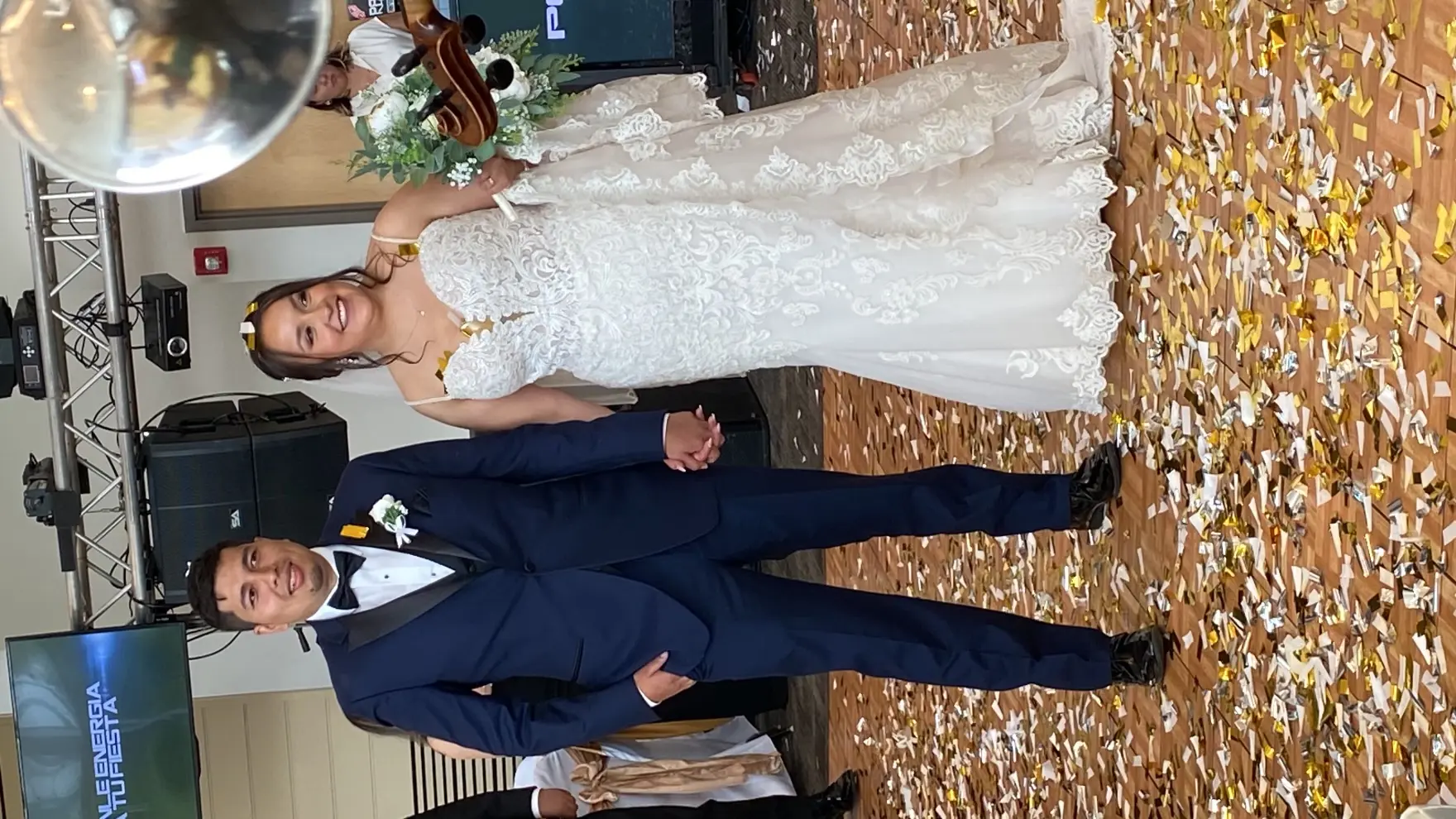Bride wearing Fiona wedding dress by Maggie Sottero dancing