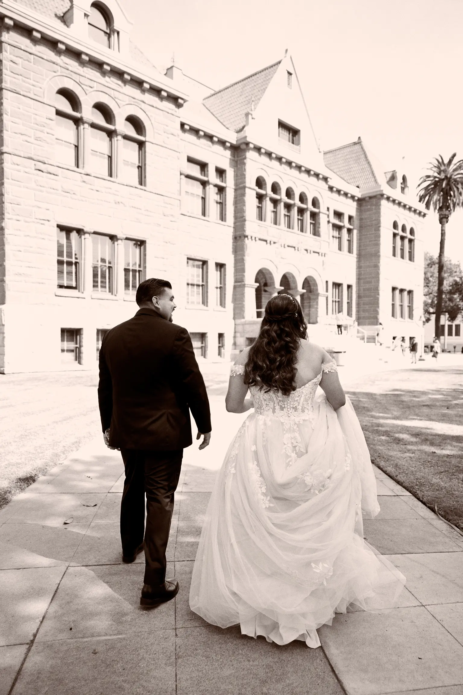 Bride Wearing Lace Ballgown Wedding Dress Called Harlem By Maggie Sottero With Groom