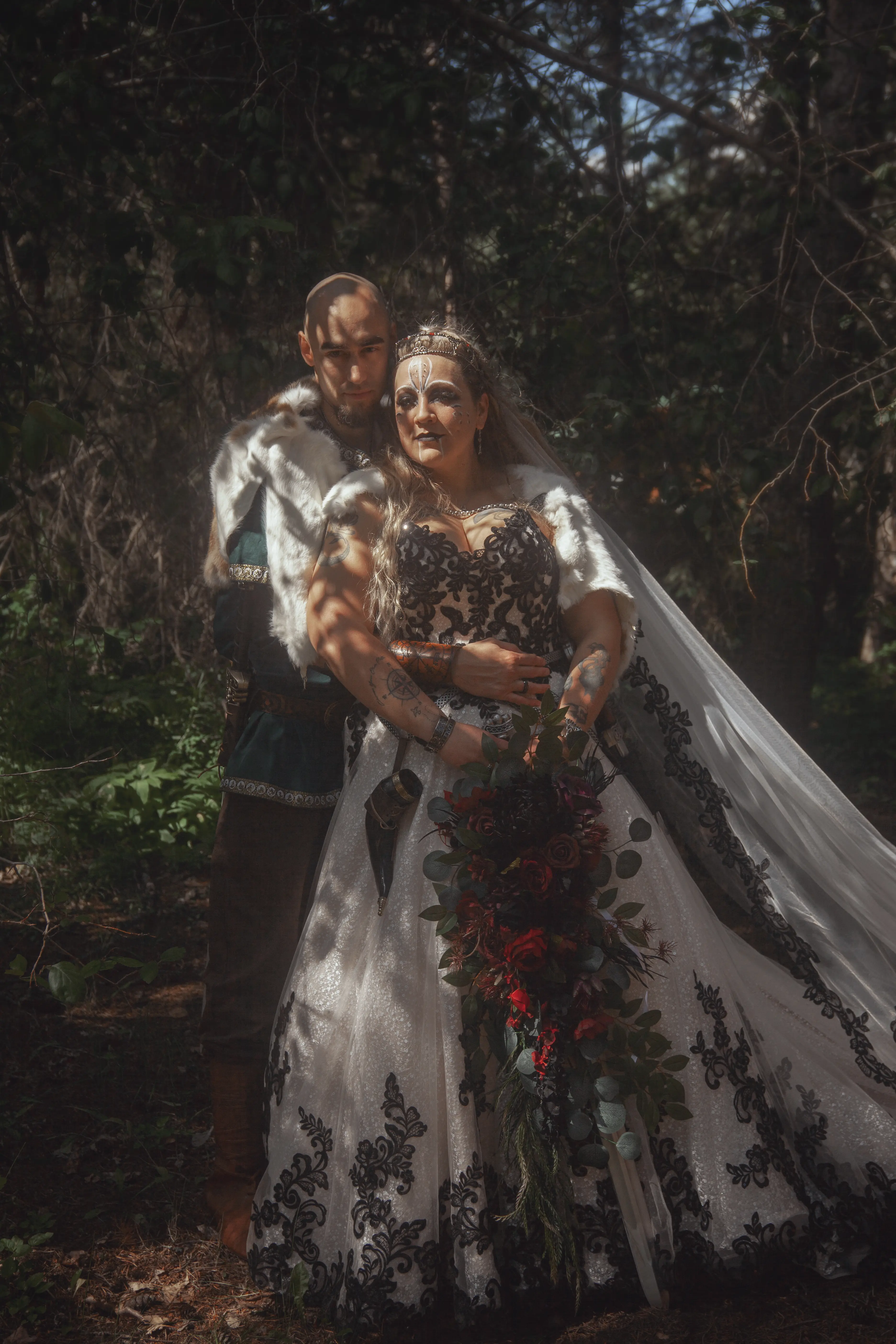 Bride wearing Trystin wedding dress by Maggie Sottero with husband