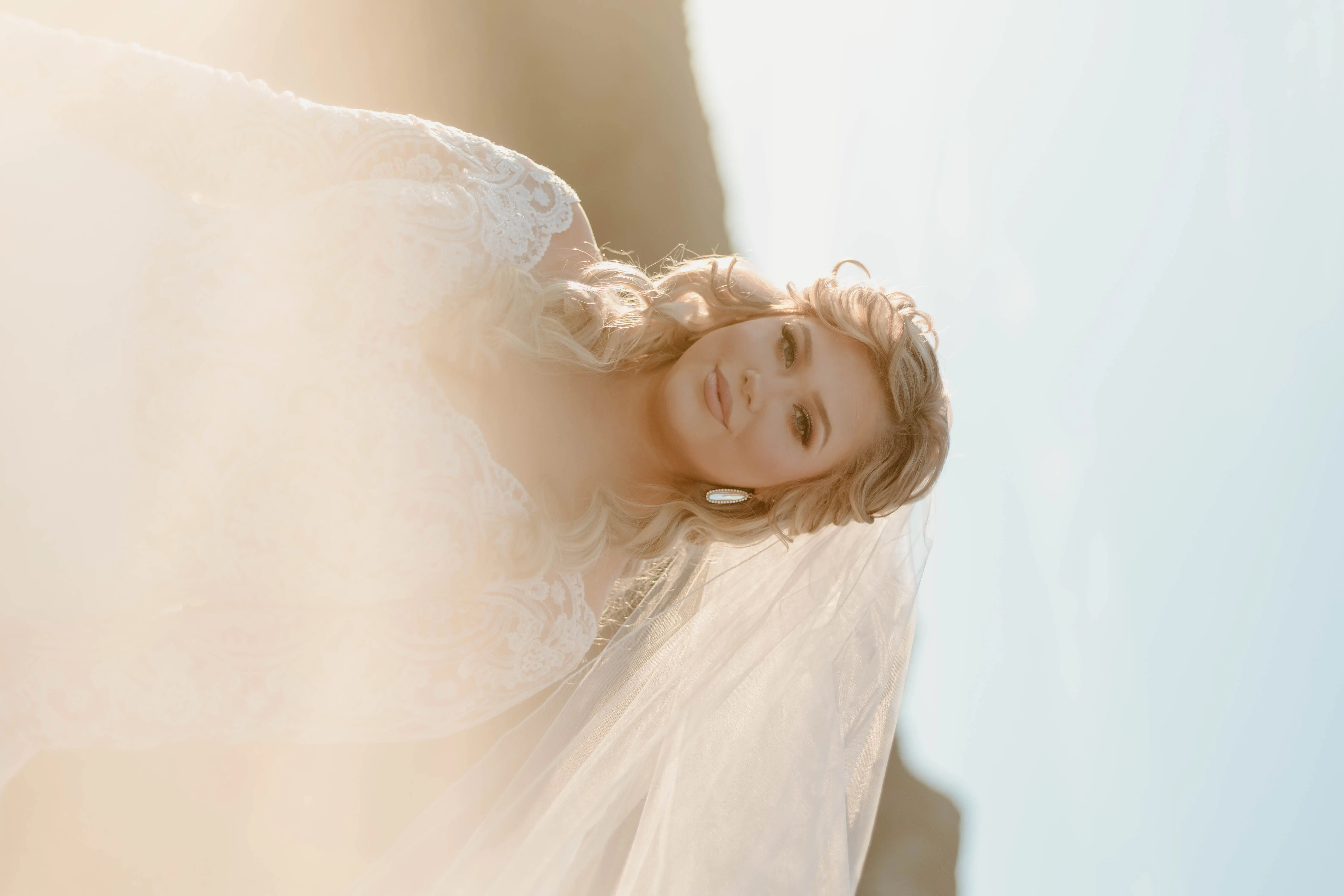 Bride In Long Sleeve Lace Ball Gown Wedding Dress Named Mallory Dawn By Maggie Sottero