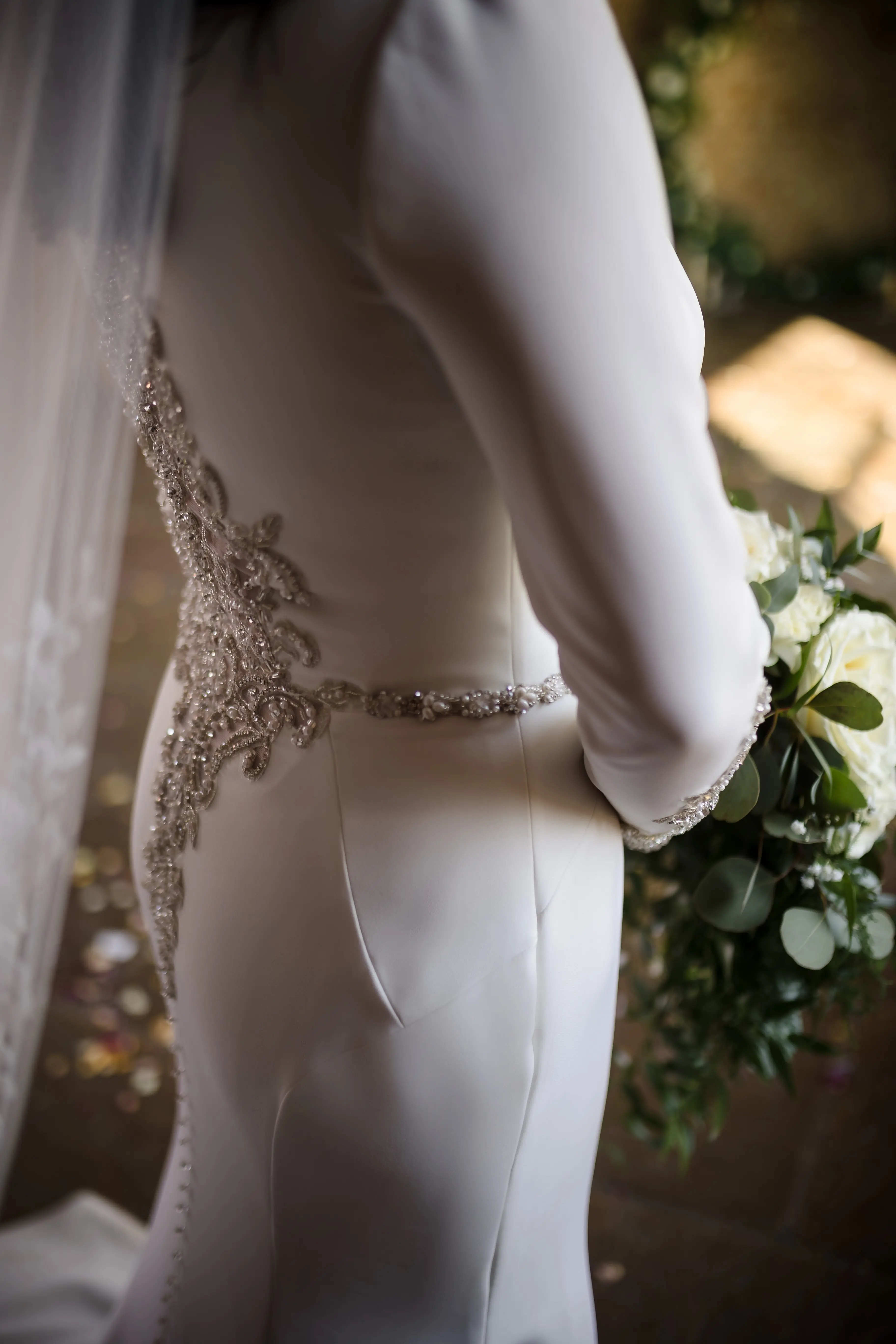 Bride Wearing Simple Keyhole Back Wedding Dress Called Aston By Sottero and Midgley