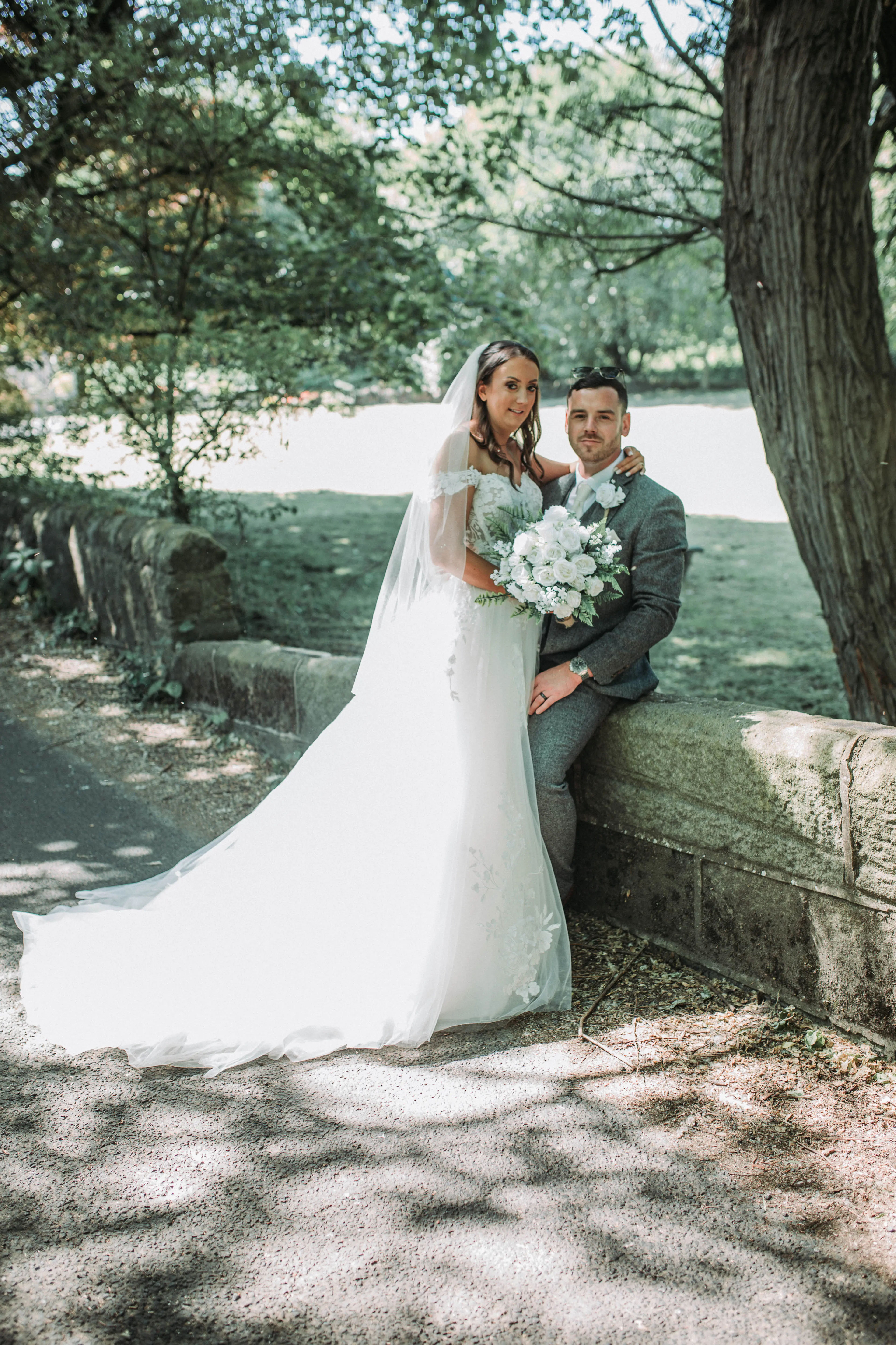 Bride In Off-the-shoulder Fairytale Harlem Maggie Sottero With Groom