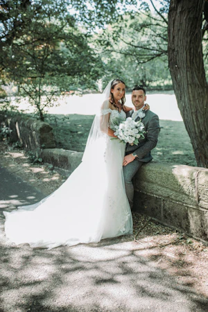 Bride In Off-the-shoulder Fairytale Harlem Maggie Sottero With Groom