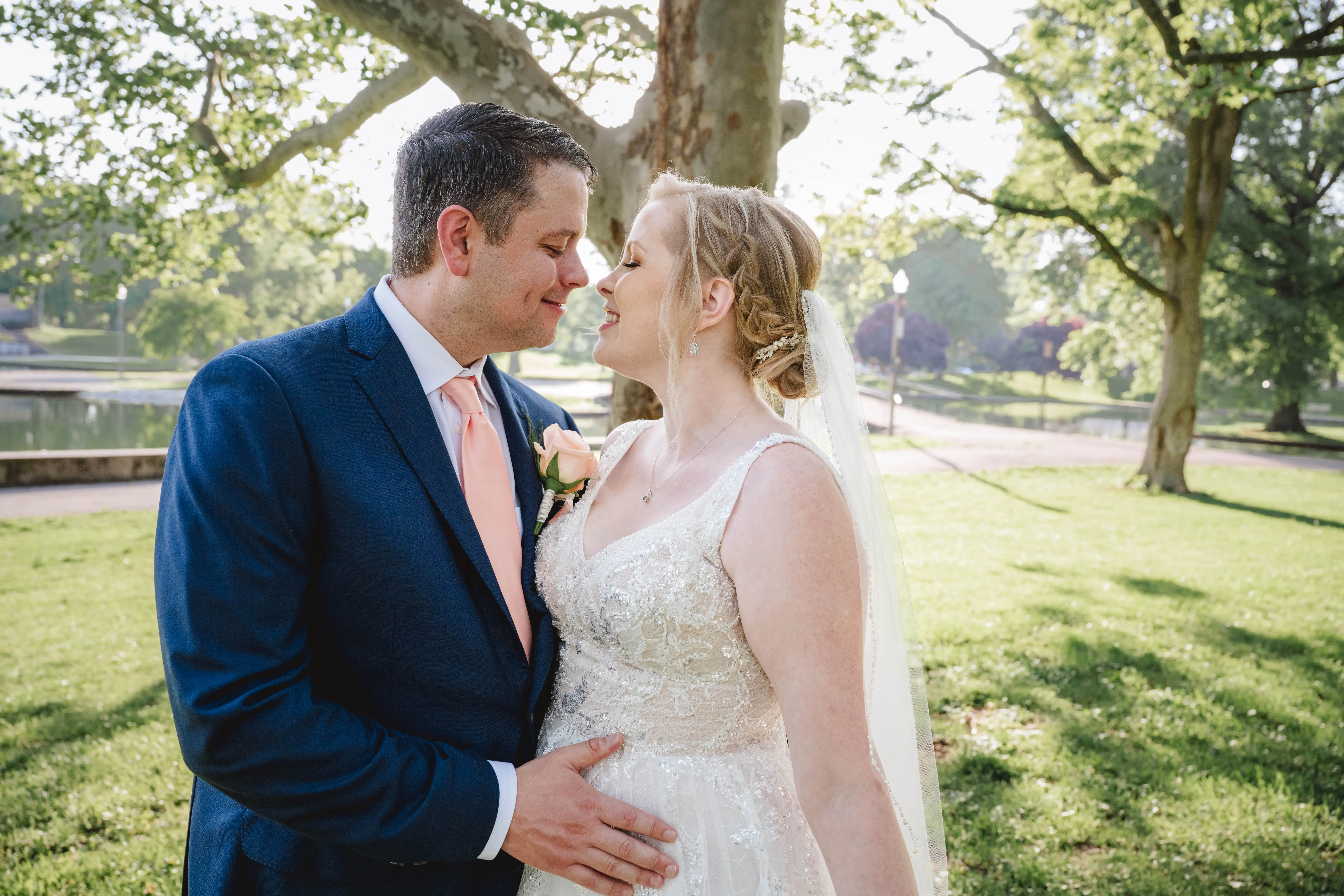 Bride In Sequin V-Neck Verina Sottero and Midgley With Groom