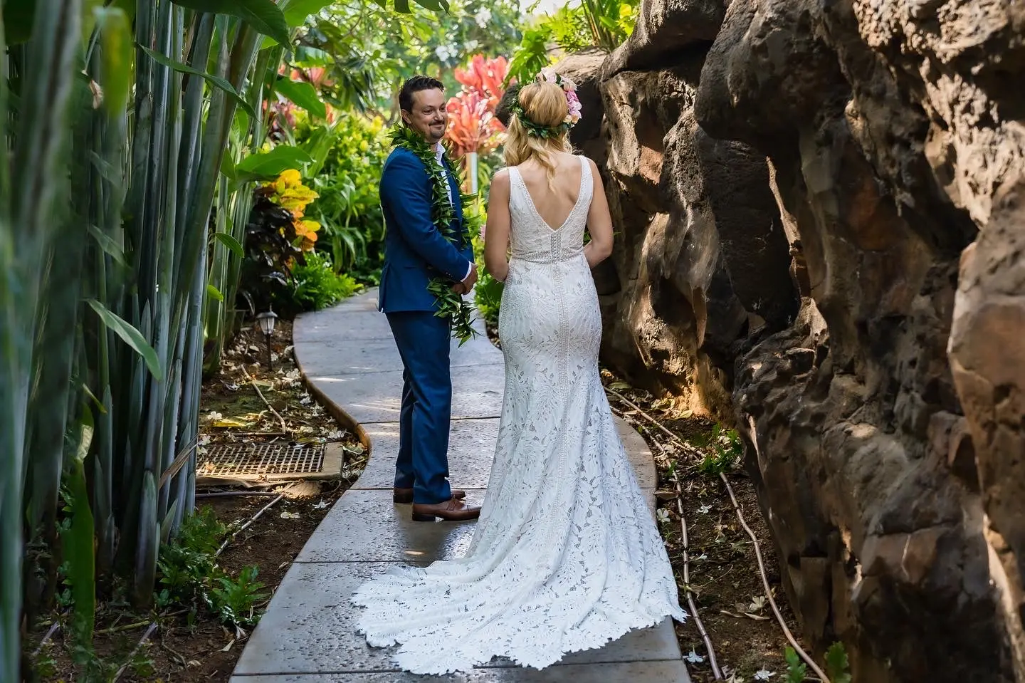 Tropical Bride In Lace Dress Called Burke By Maggie Sottero