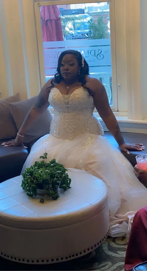 Bride In Beaded Lace Mermaid Wedding Dress Called Lonnie Lynette By Maggie Sottero