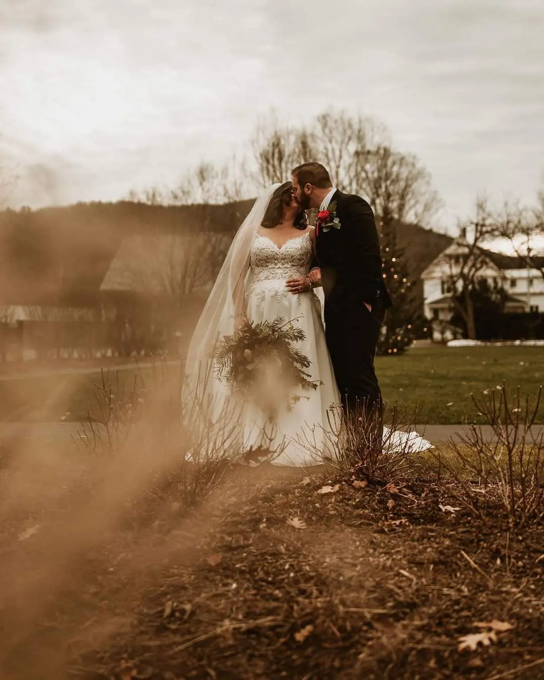 Real Bride in A-Line Wedding Gown with Beaded Lace Motifs Over Textured Tulle and Precious Organza Called Savannah by Maggie Sottero
