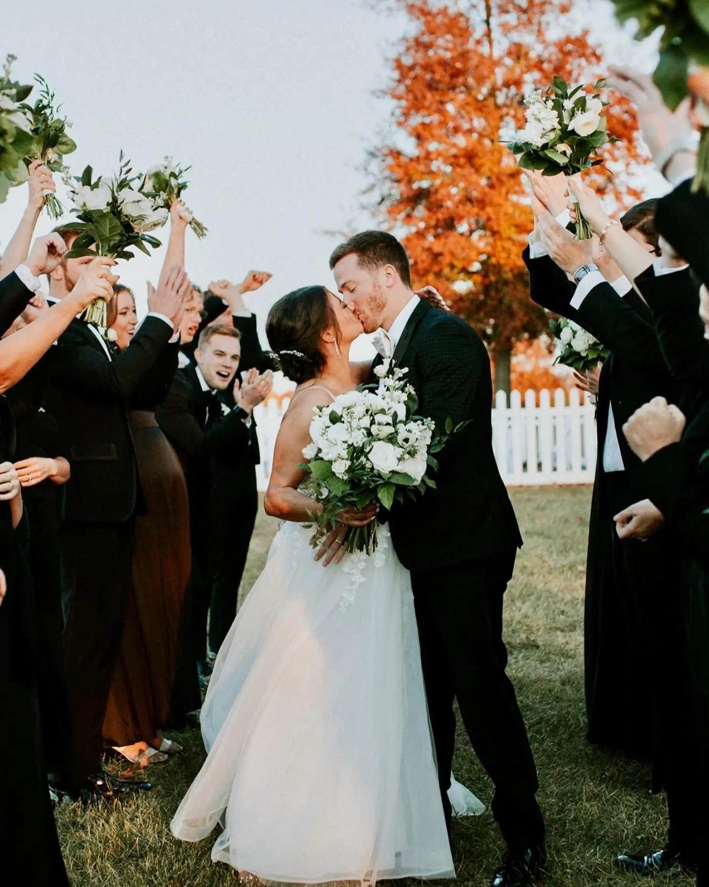 Groom With Bride Wearing Cold Shoulder Princess Wedding Gown Stevie By Maggie Sottero