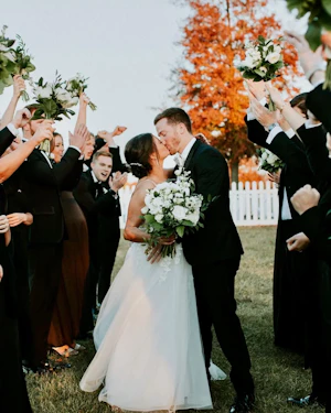 Groom With Bride Wearing Cold Shoulder Princess Wedding Gown Stevie By Maggie Sottero
