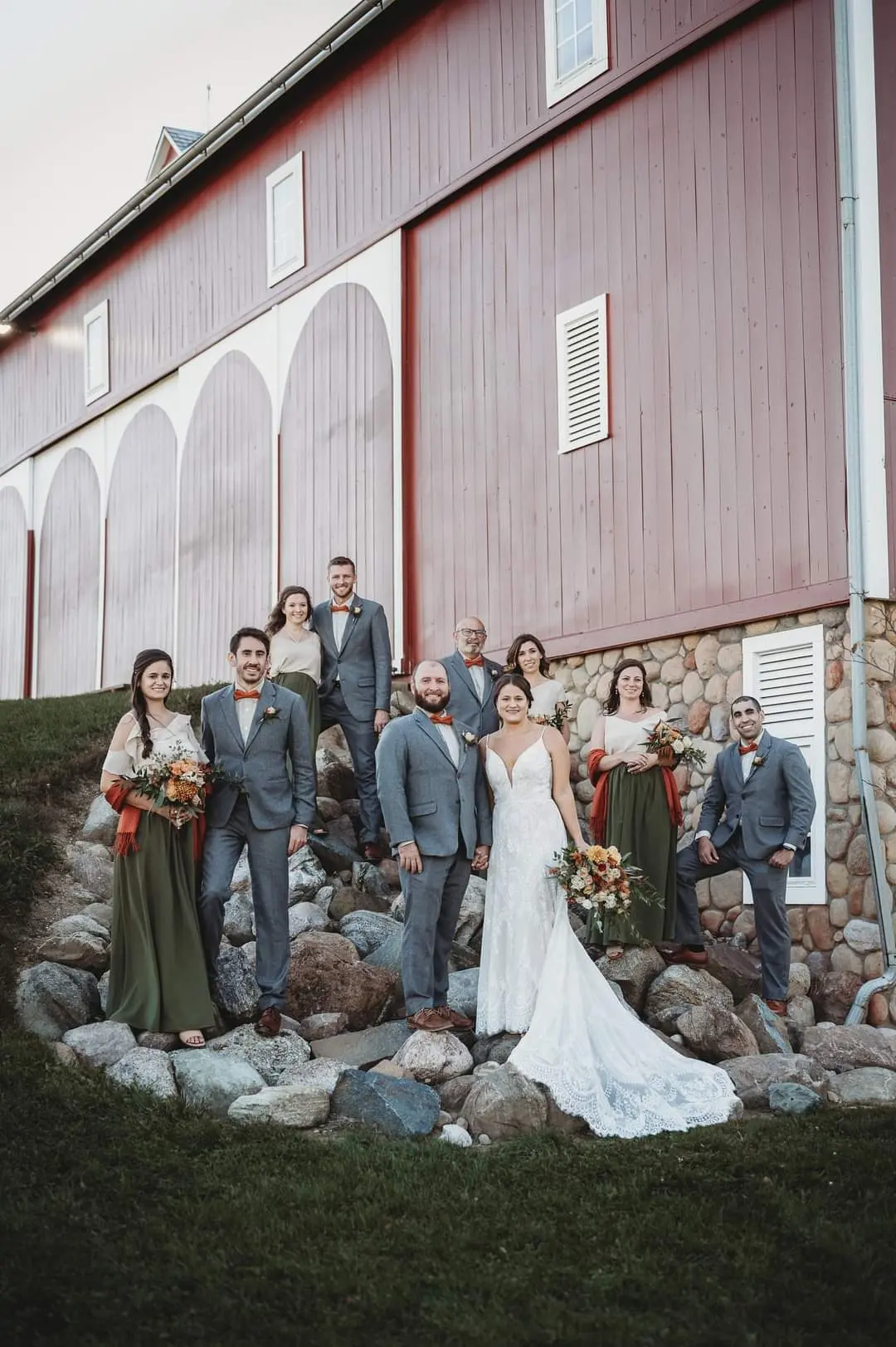 Groom With Bride Wearing Unique Boho A-Line Wedding Dress Keating By Rebecca Ingram