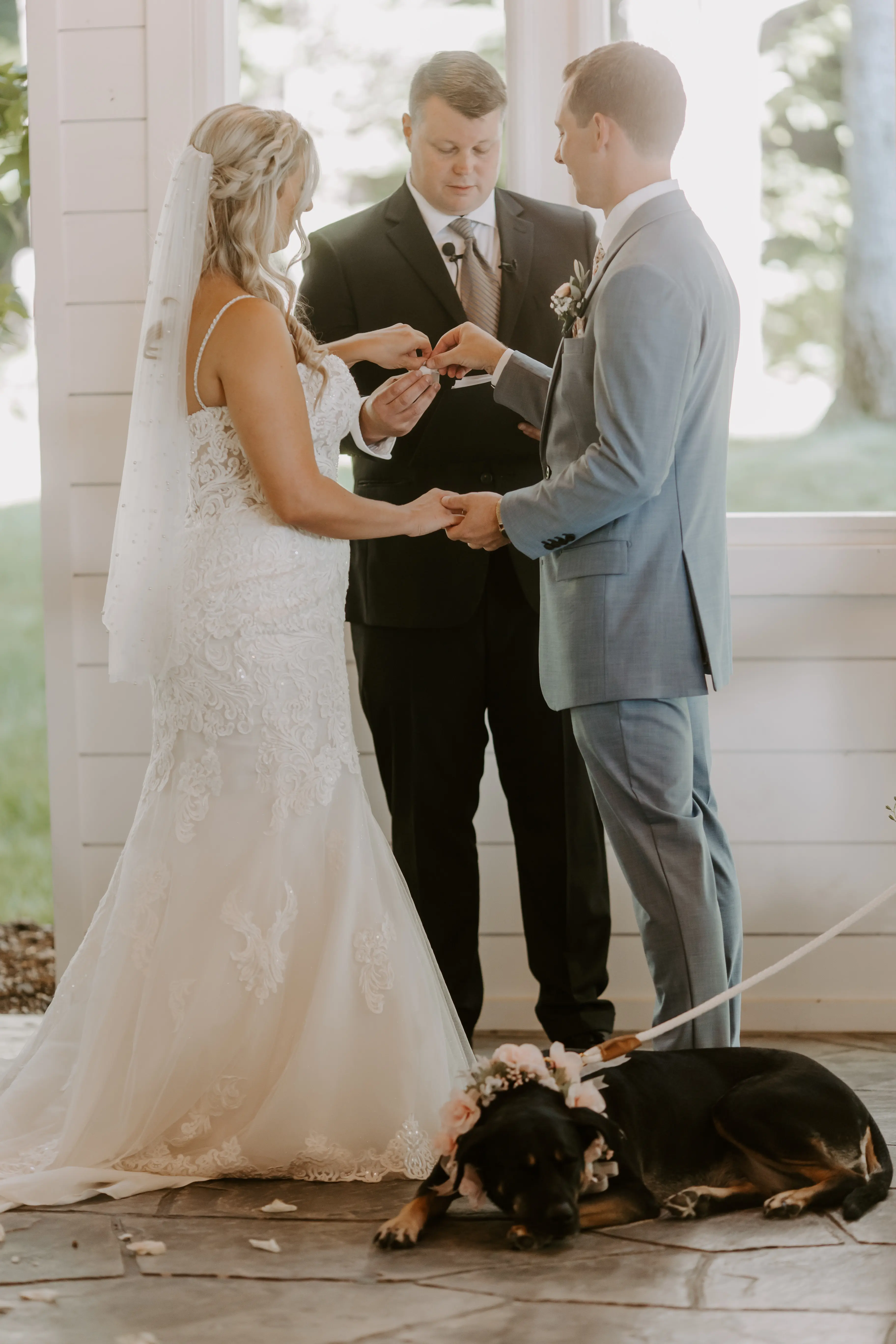 Groom With Bride Wearing Sparkly Lace Fit-And-Flare Fiona By Maggie Sottero