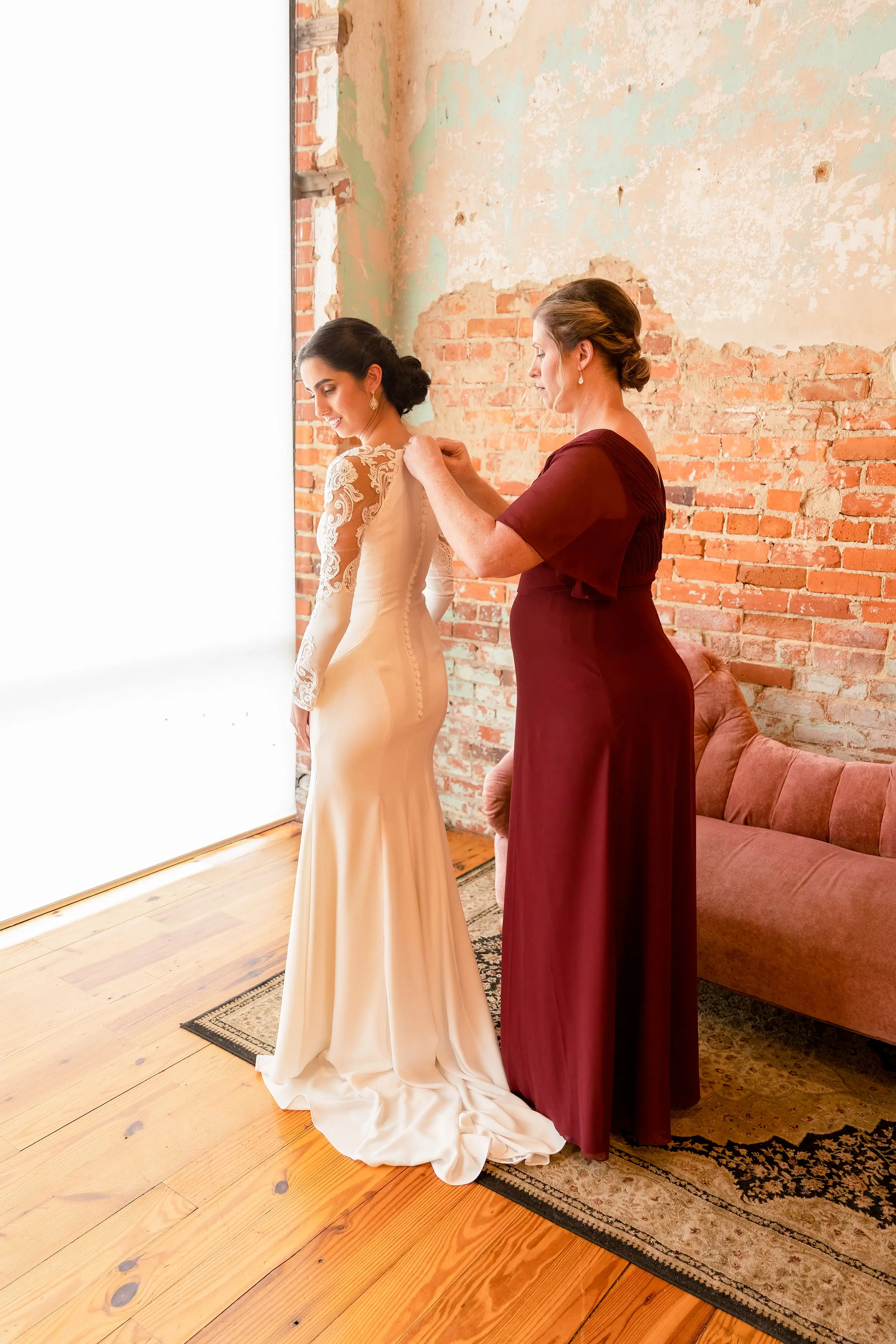 Bride In Long Sleeve Dress Called Bethany By Rebecca Ingram