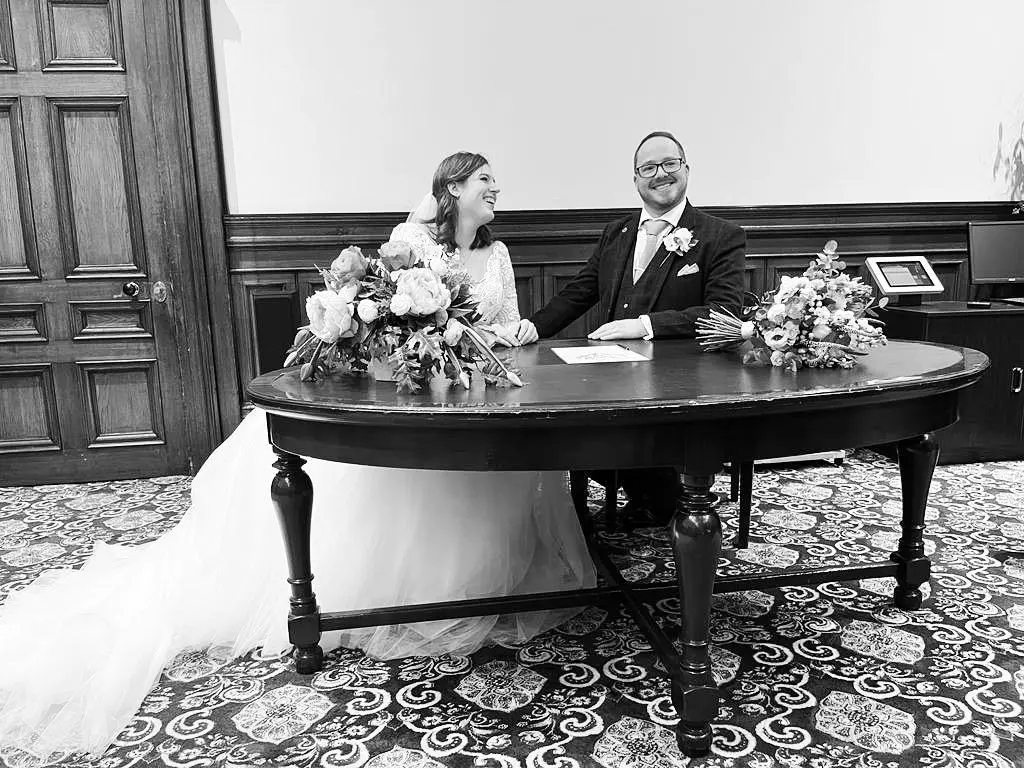 Bride In Long Sleeve Wedding Dress Called Mallory Dawn By Maggie Sottero