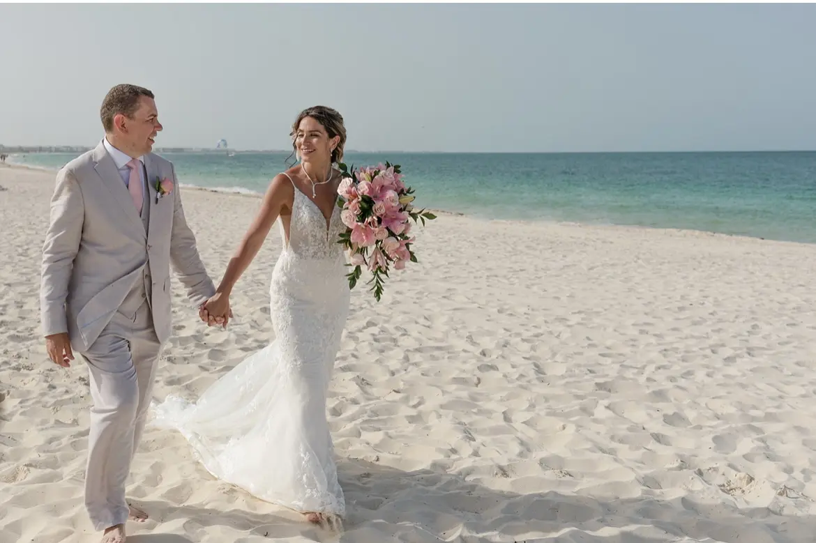 Groom With Bride Wearing Sparkly Lace Fit-And-Flare Fontaine By Maggie Sottero