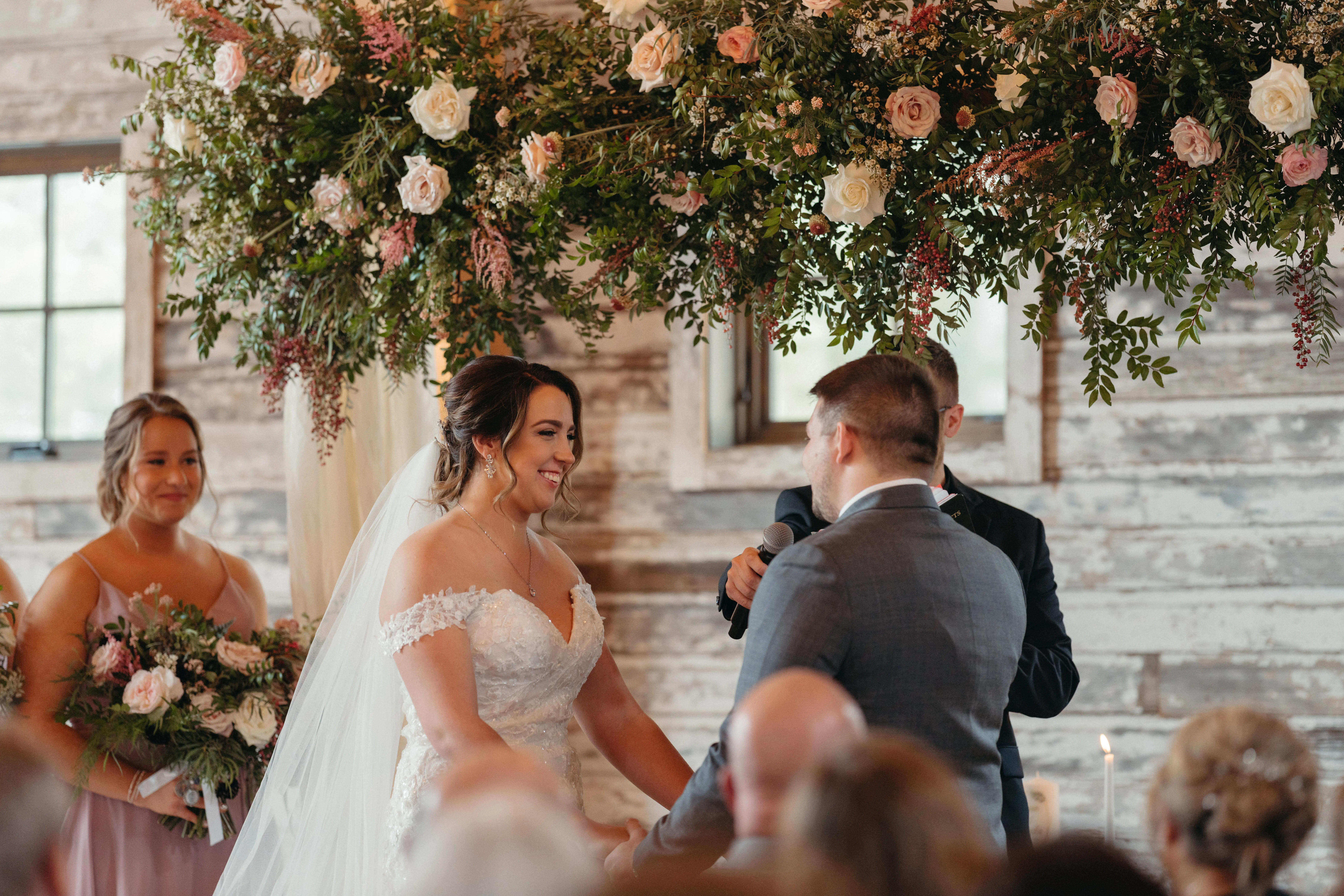 Bride Wearing Lace Beaded Wedding Dress Called Charmaine By Maggie Sottero Getting Married