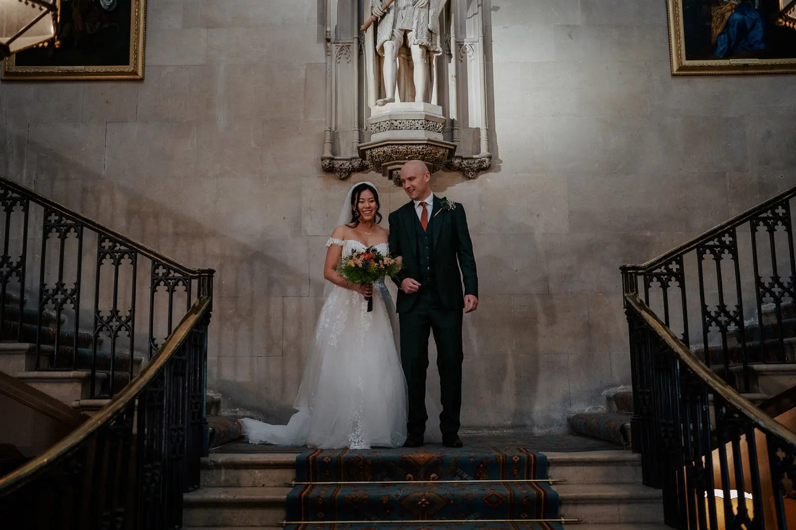Bride wearing Harlem by Maggie Sottero with her husband