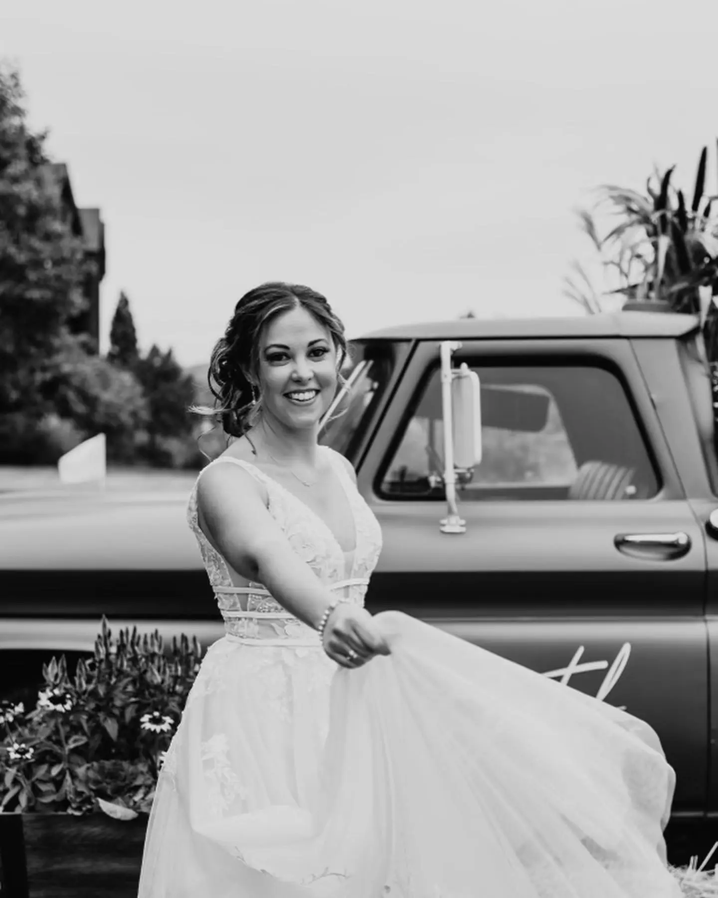 Real Bride in Lace A-Line Bridal Dress Called Raelynn by Rebecca Ingram