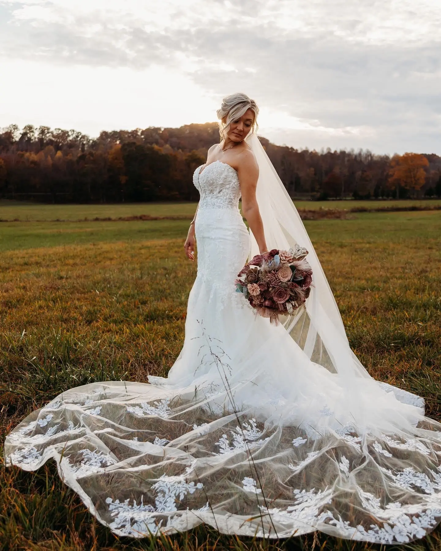 Bride wearing Lennon wedding dress by Maggie Sottero