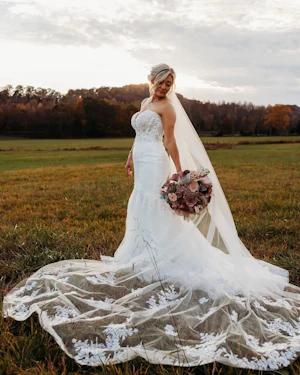 Bride wearing Lennon wedding dress by Maggie Sottero