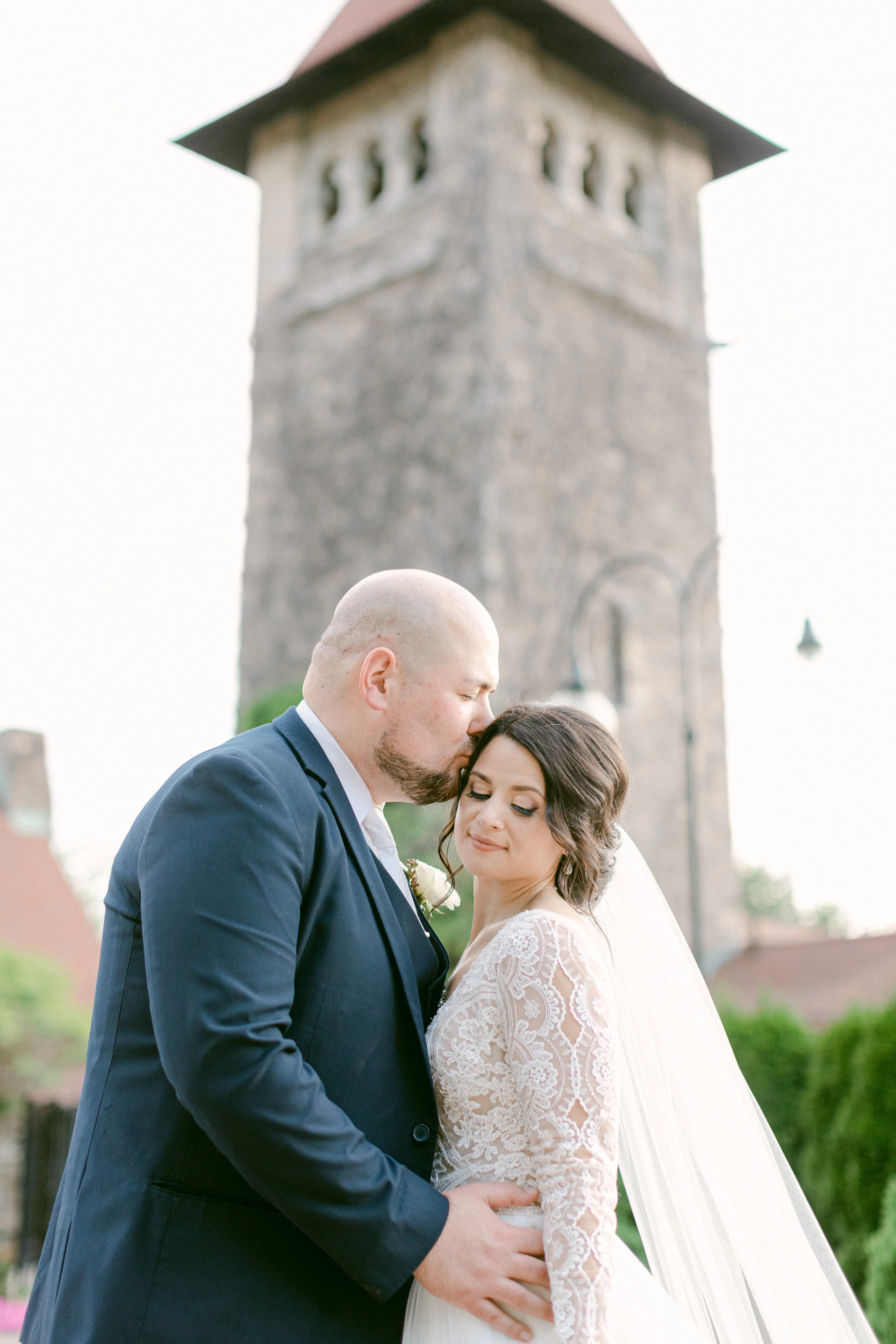 Groom With Bride Wearing Ballgown With Long Sleeves Called Mallroy Dawn By Maggie Sottero