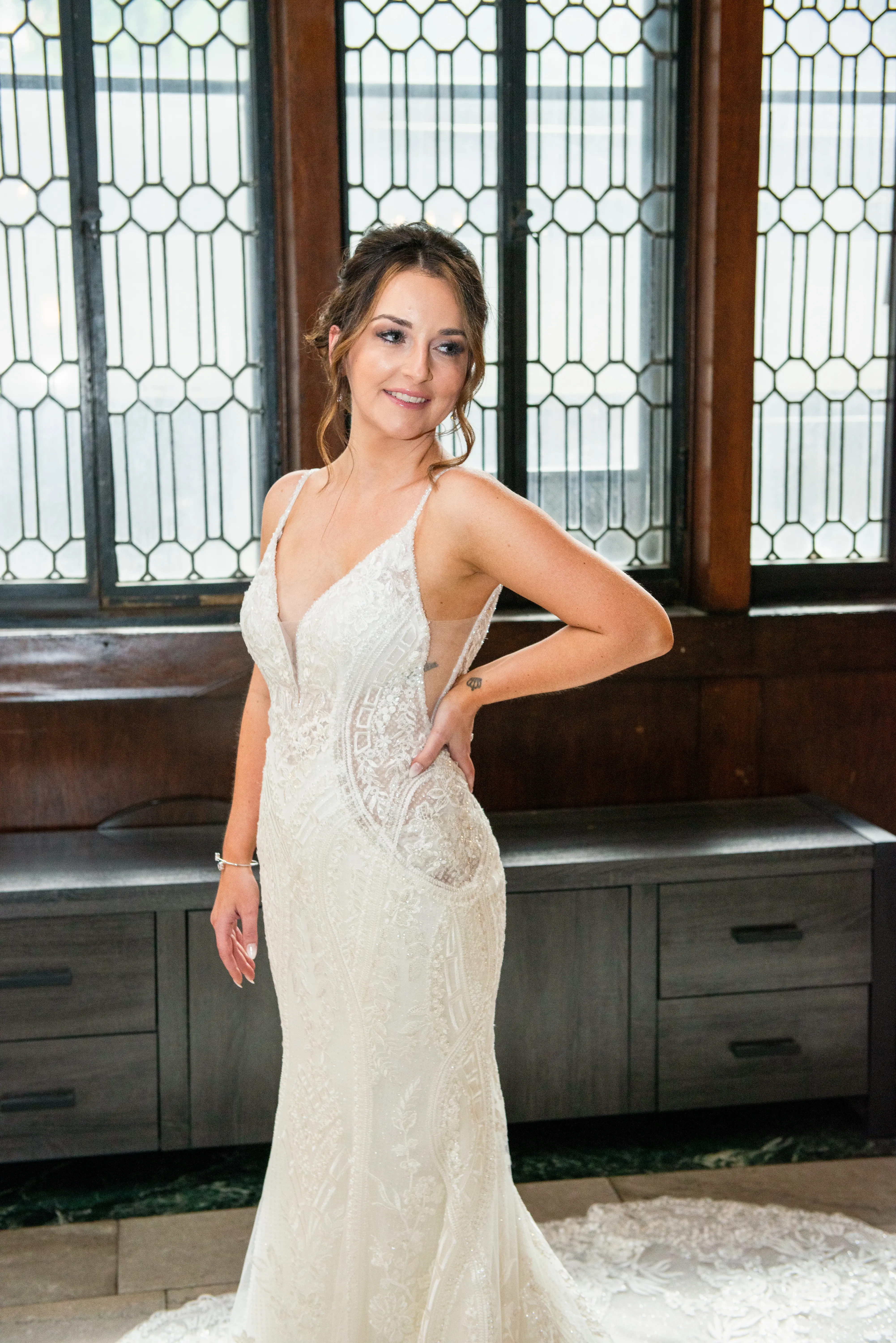 Real Bride Posing In White Wedding Dress Named Bailey By Sottero And Midgley