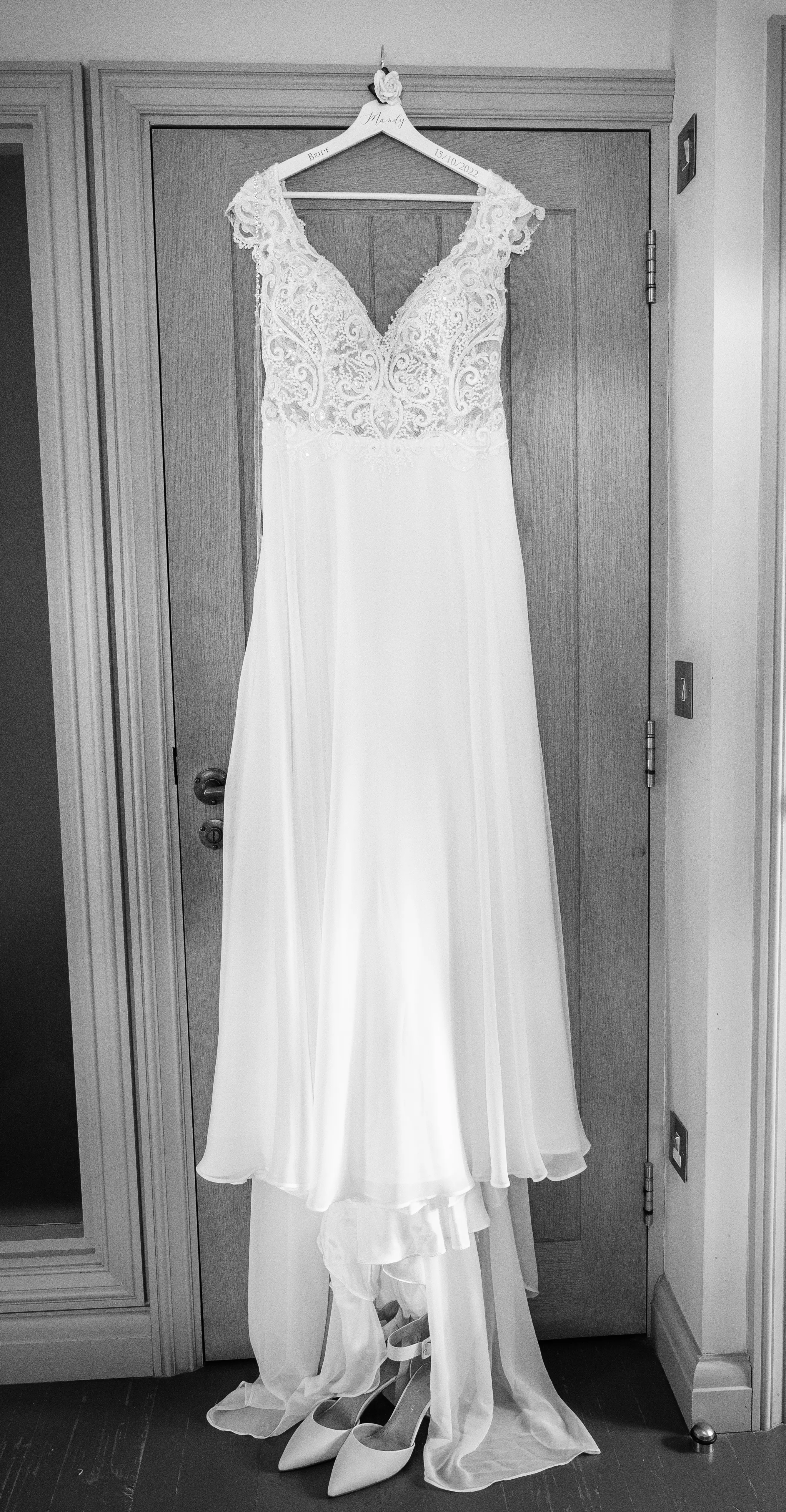 Real Bride's Romantic Cap-Sleeve Chiffon Wedding Gown with Sweetheart Neckline Called June by Maggie Sottero