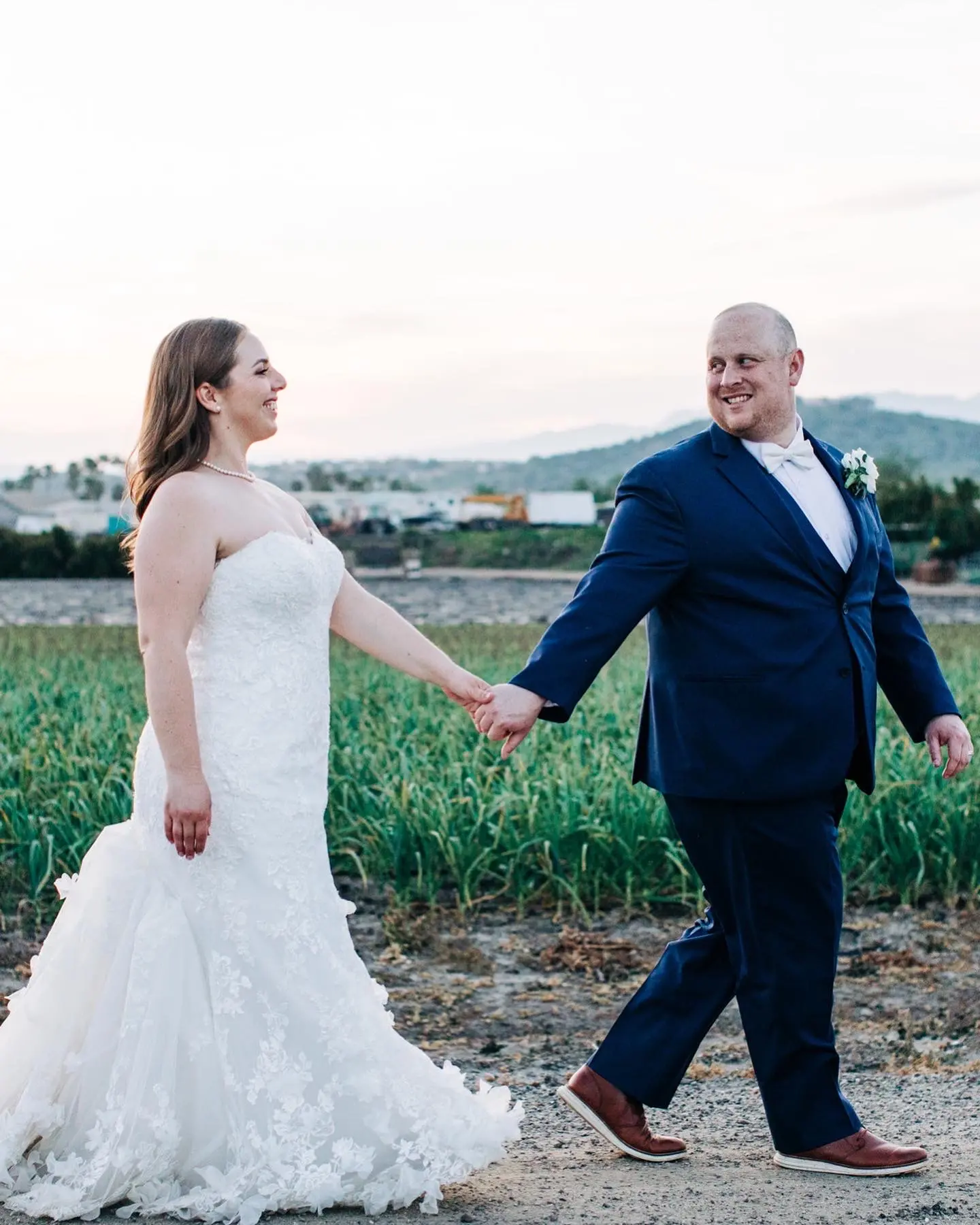 Bride In 3D Lace Fit-and-Flare Ryker Sottero Midgley With Groom