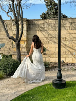 Bride Wearing Fit-n-Flare Wedding Dress Called Fiona By Maggie Sottero