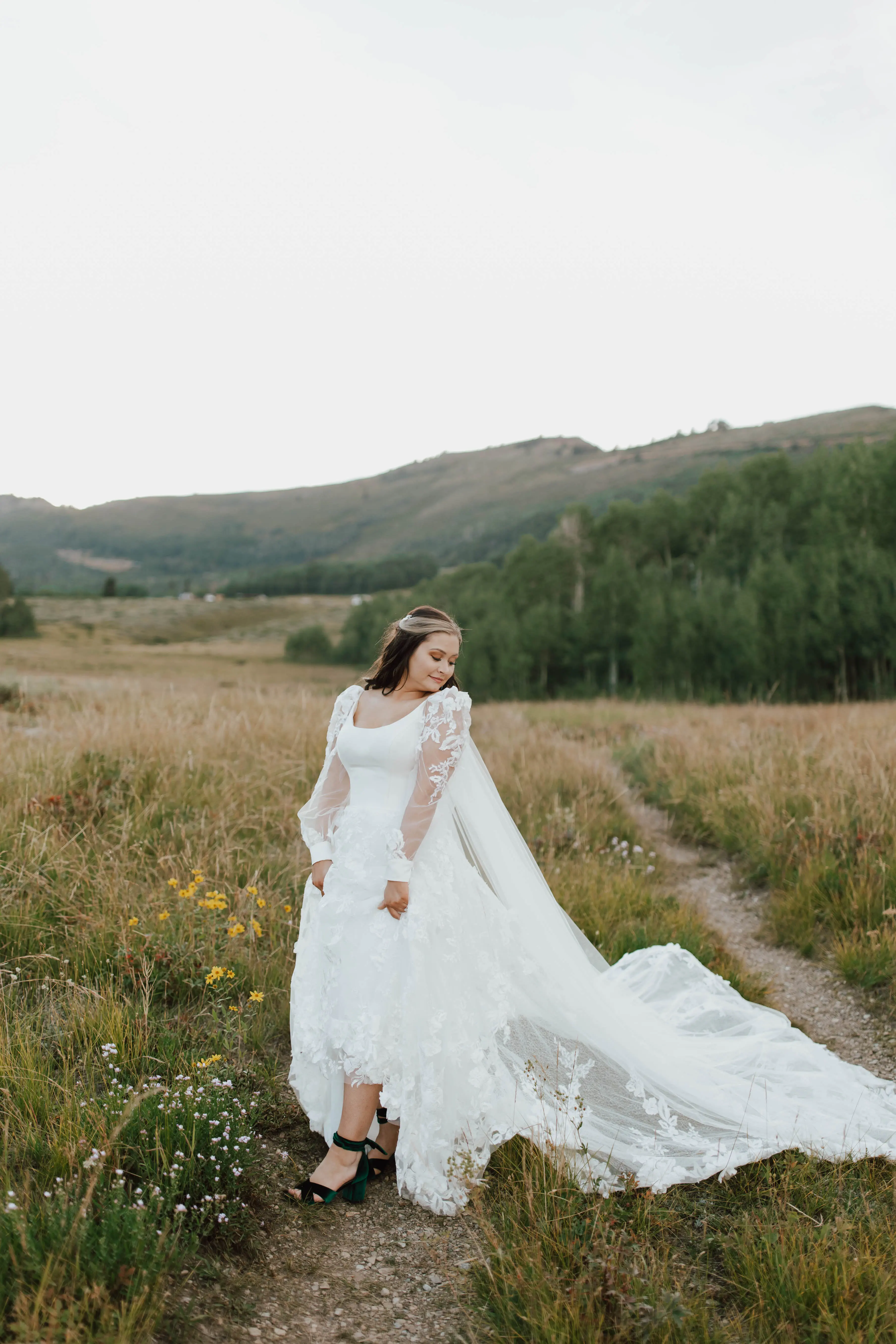 Bride Wearing Sparkly Modern Ball Gown Wedding Dress With A Mikado Bodice Called Greer By Maggie Sottero