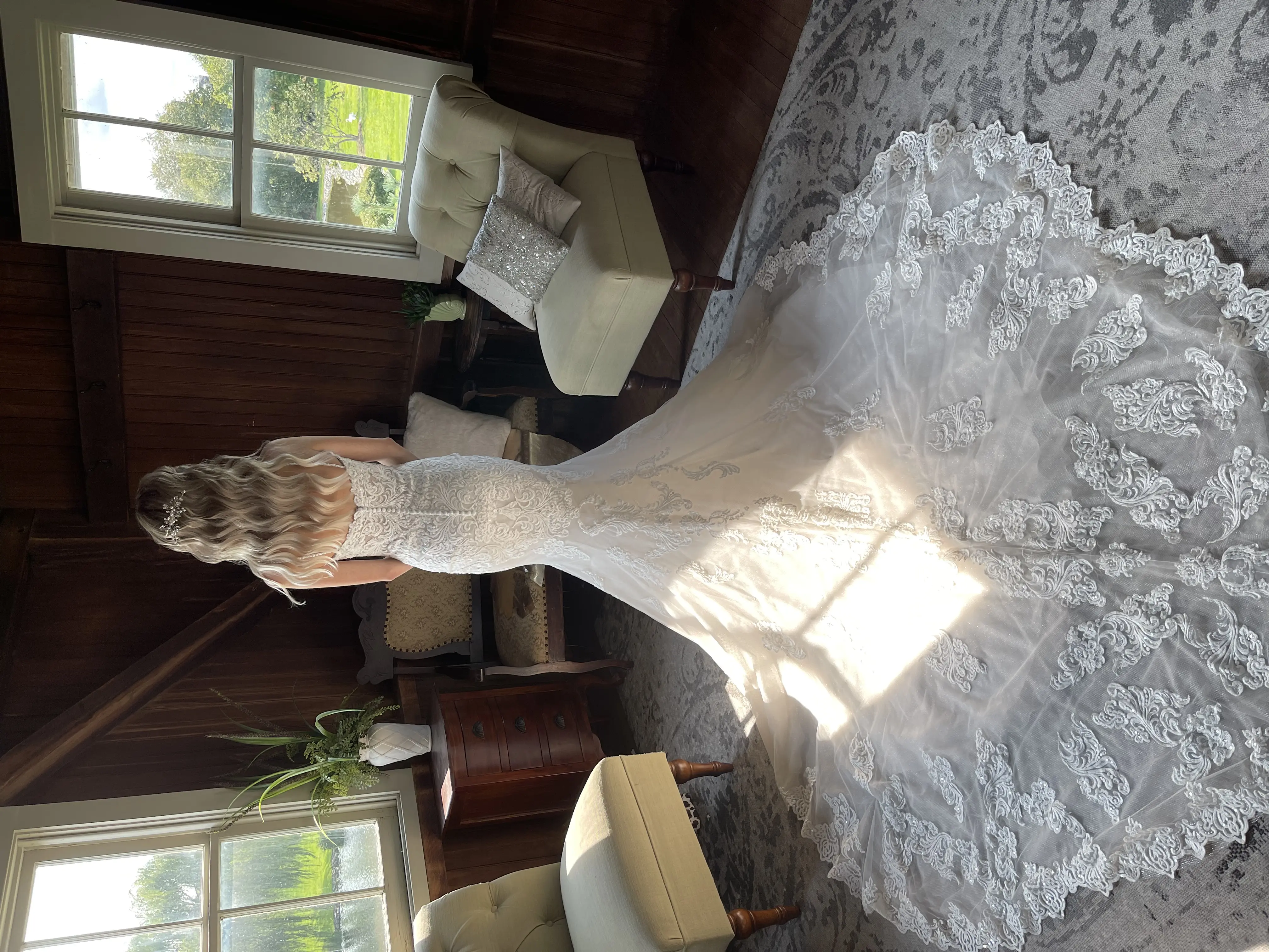 Bride Wearing Sparkly Lace Fit-And-Flare Fiona By Maggie Sottero