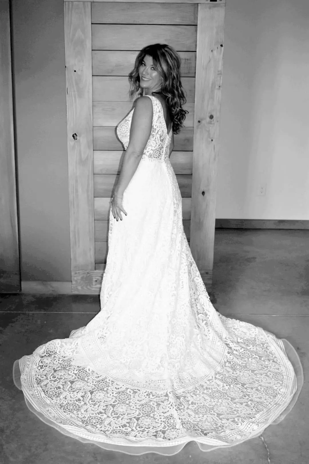 Bride Wearing Boho Lace Wedding Dress Called Finley Dawn By Sottero And Midgley