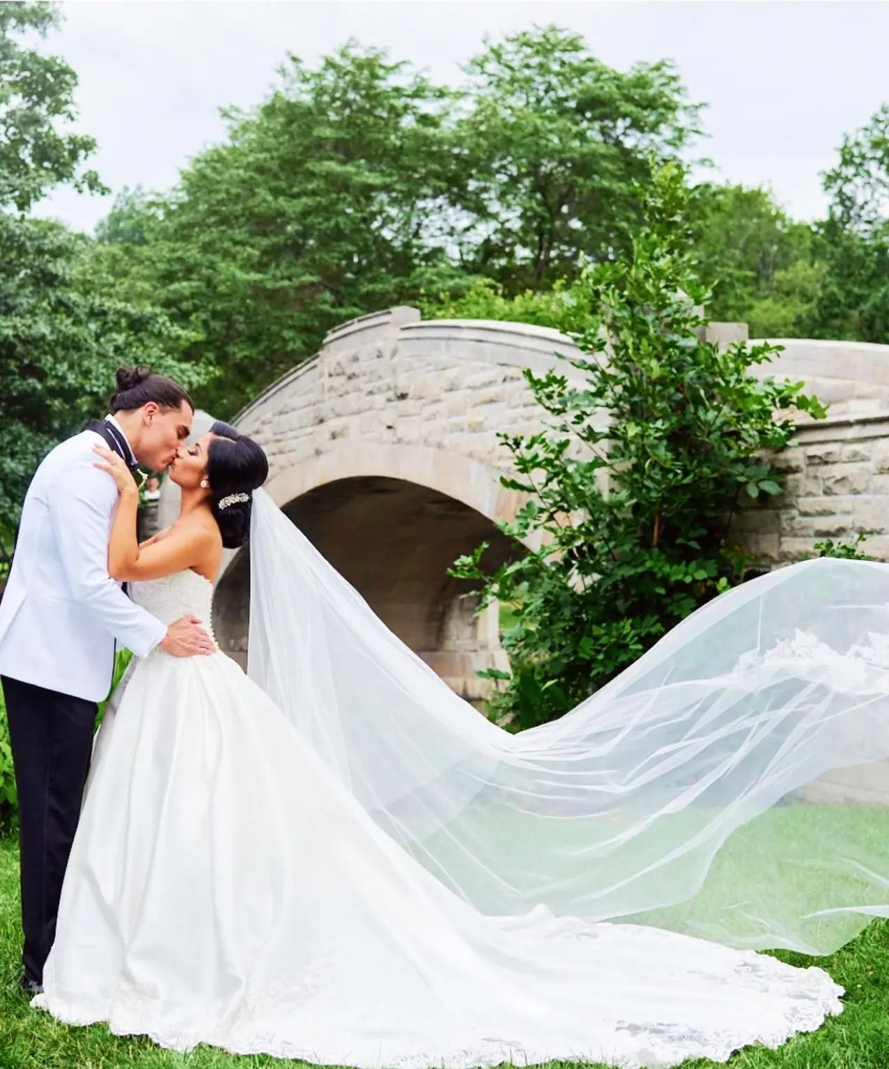 Groom With Bride Wearing Satin Ball Gown Kimora By Sottero And Midgley