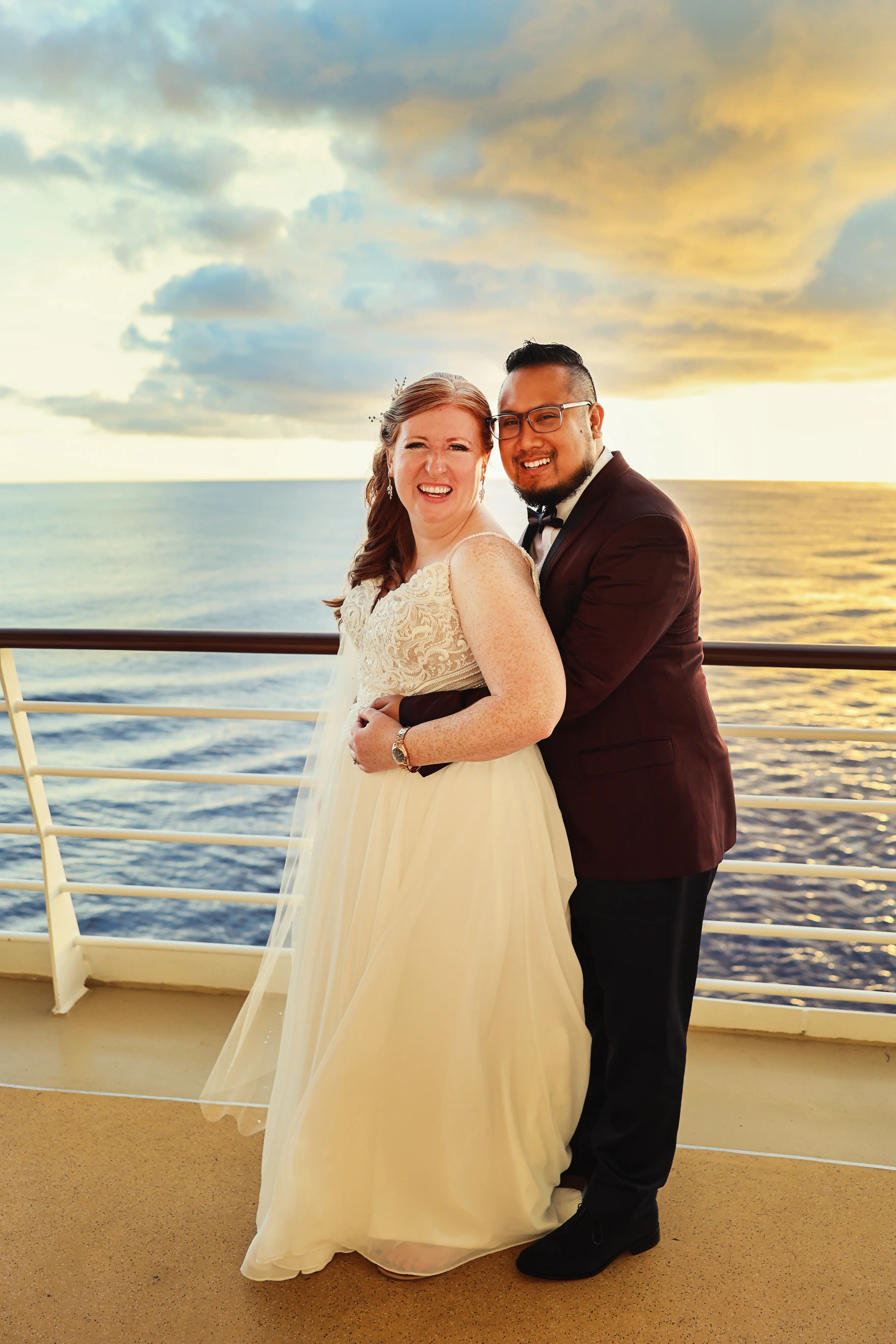 Bride In Aurora Chiffon Thigh High Slit Lorraine Rebecca Ingram With Groom