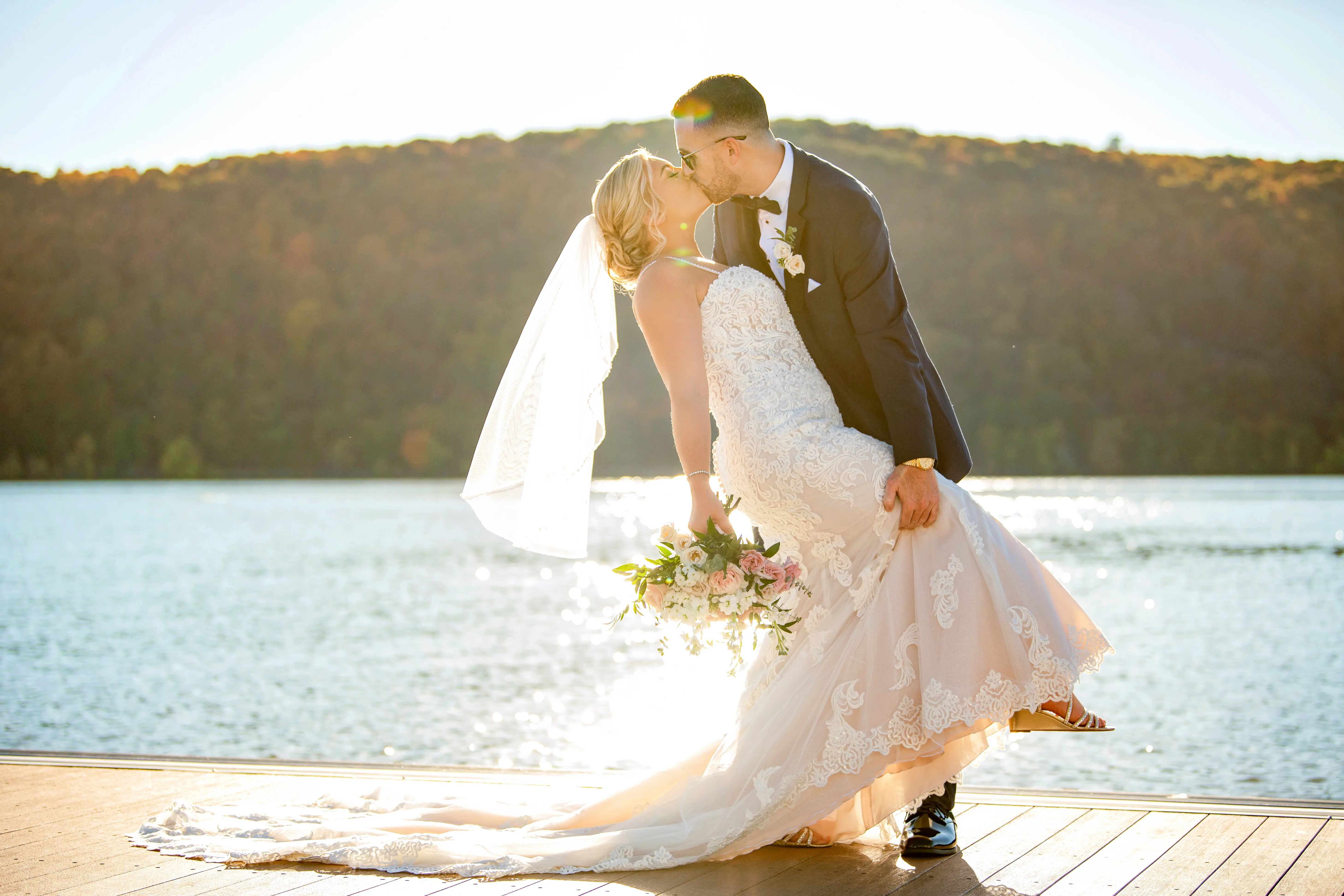 Bride In Spaghetti Straps Sparkle Straps Fiona Maggie Sottero With Groom