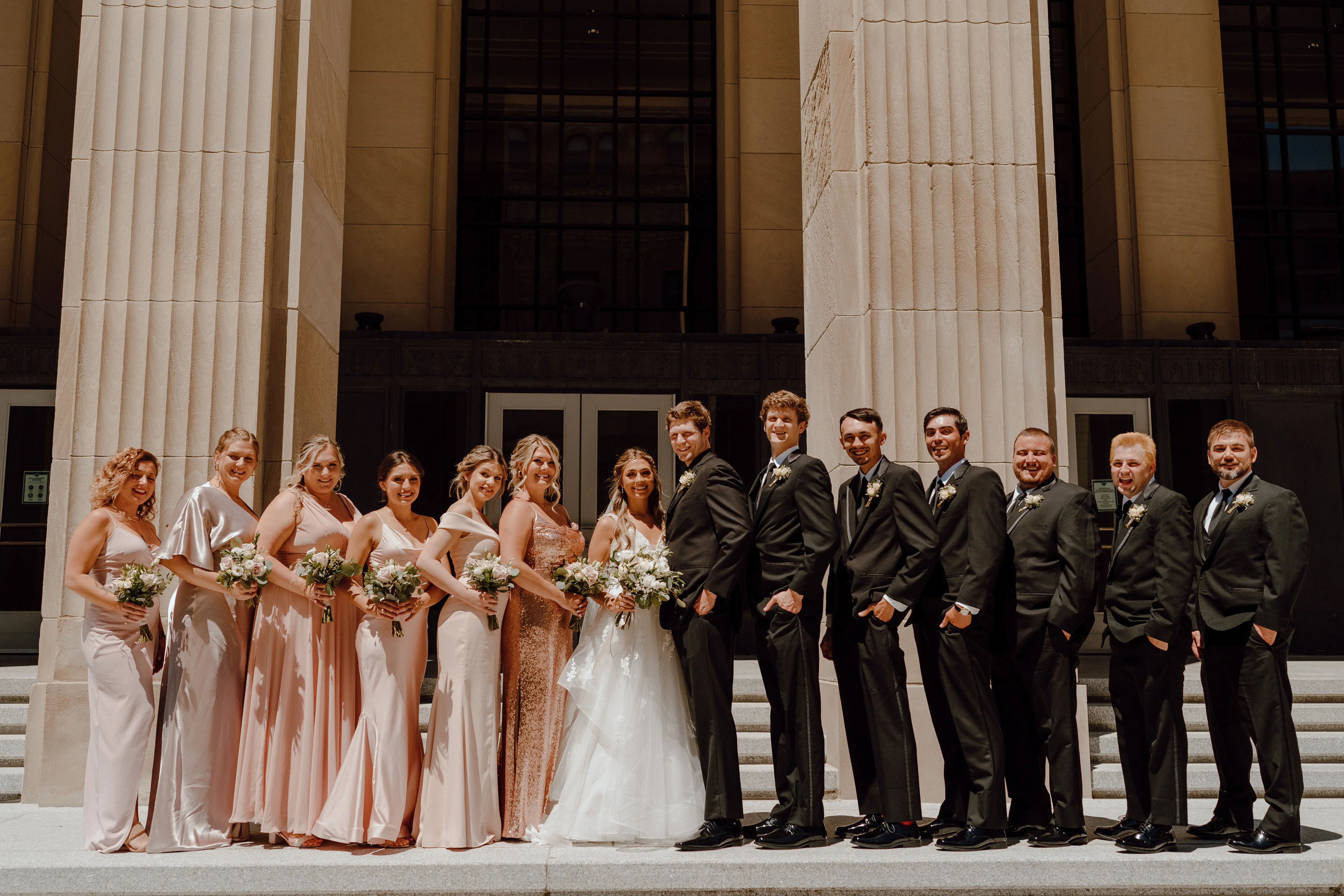 Real Bride in Floral Lace Bridal Dress with Tiered Tulle Skirt Called Lettie by Rebecca Ingram