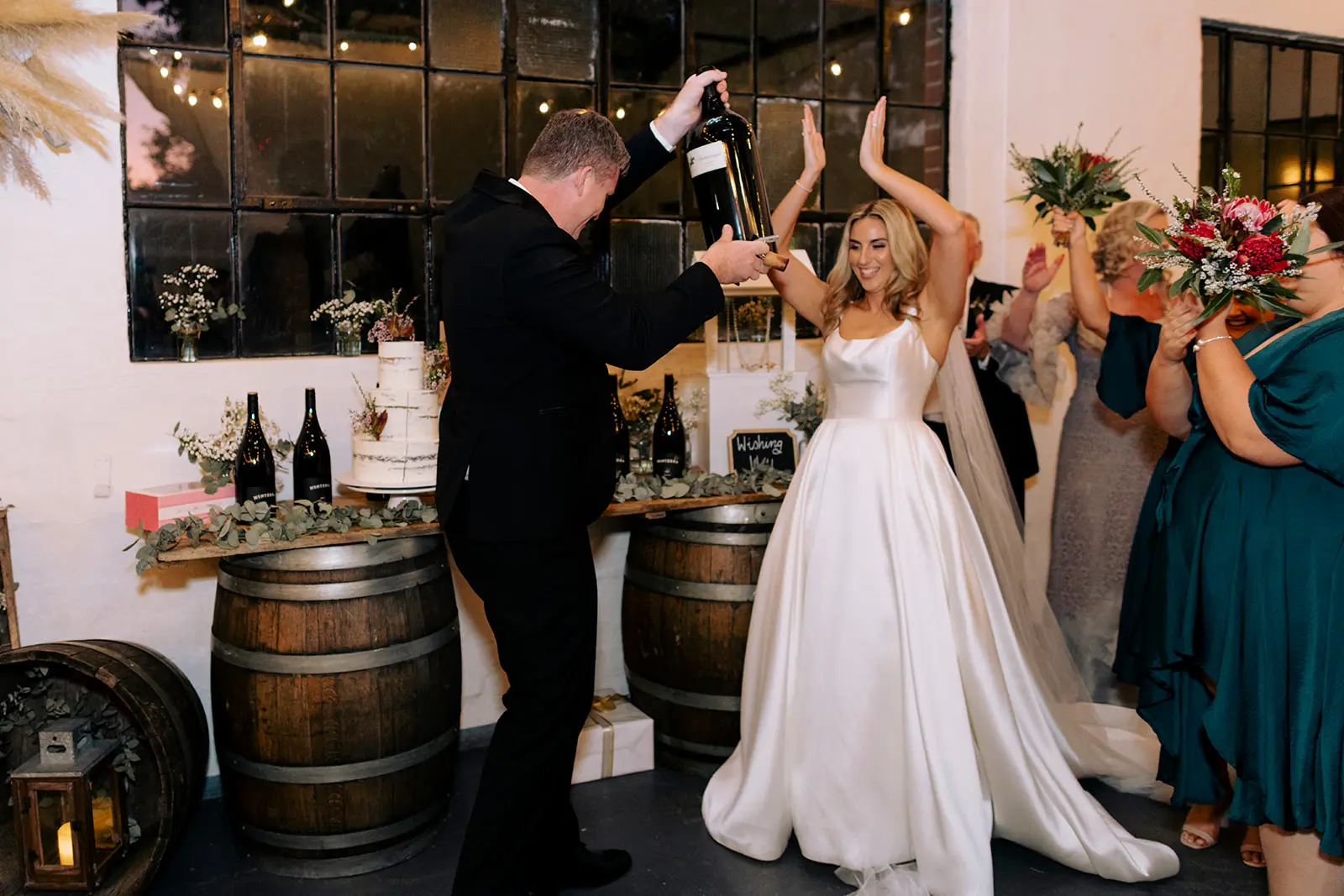 Groom With Bride Wearing Satin Ball Gown Selena By Maggie Sottero