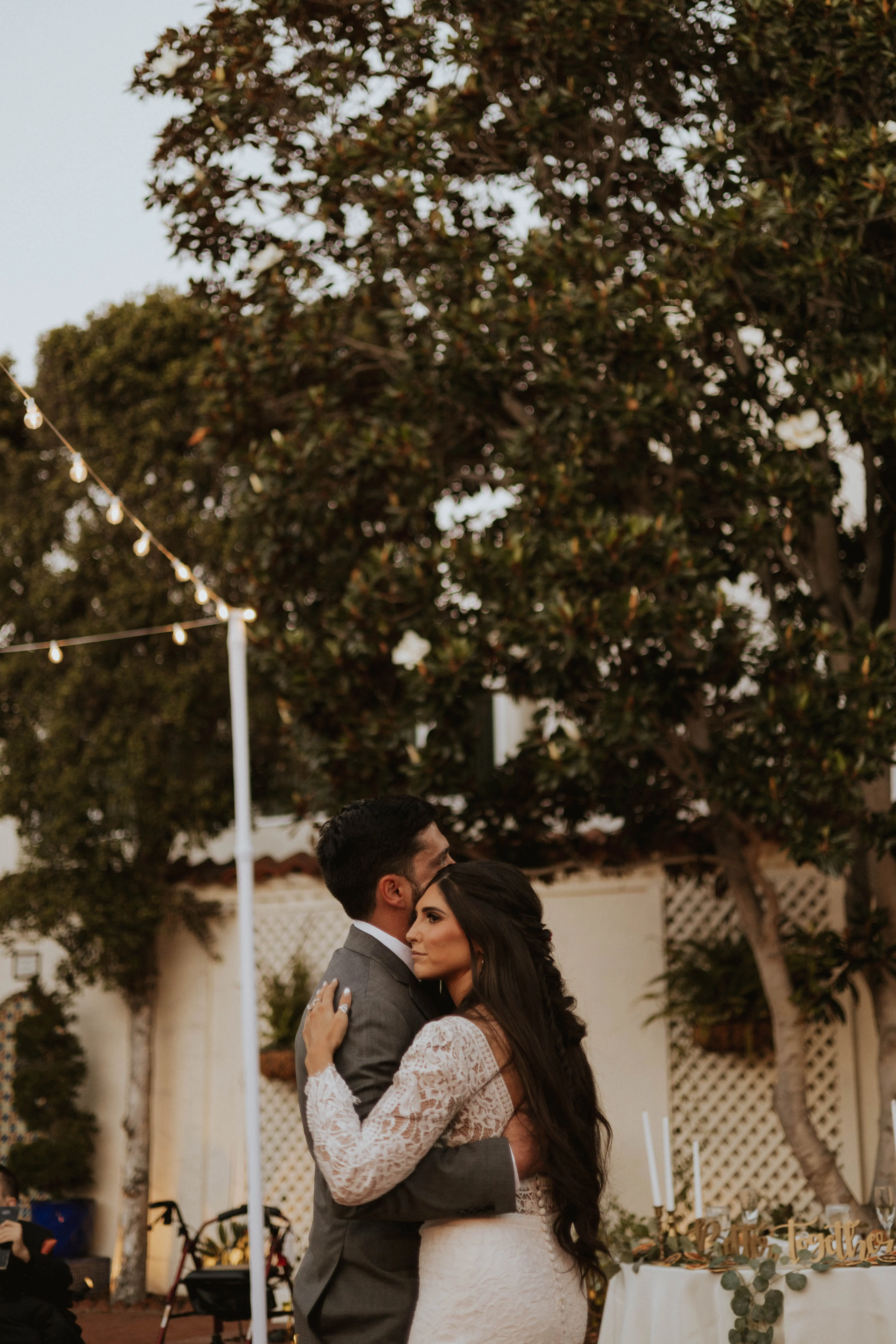 Real Bride in Boho Lace Wedding Dress with Deep Scallop Train called Drita by Maggie Sottero