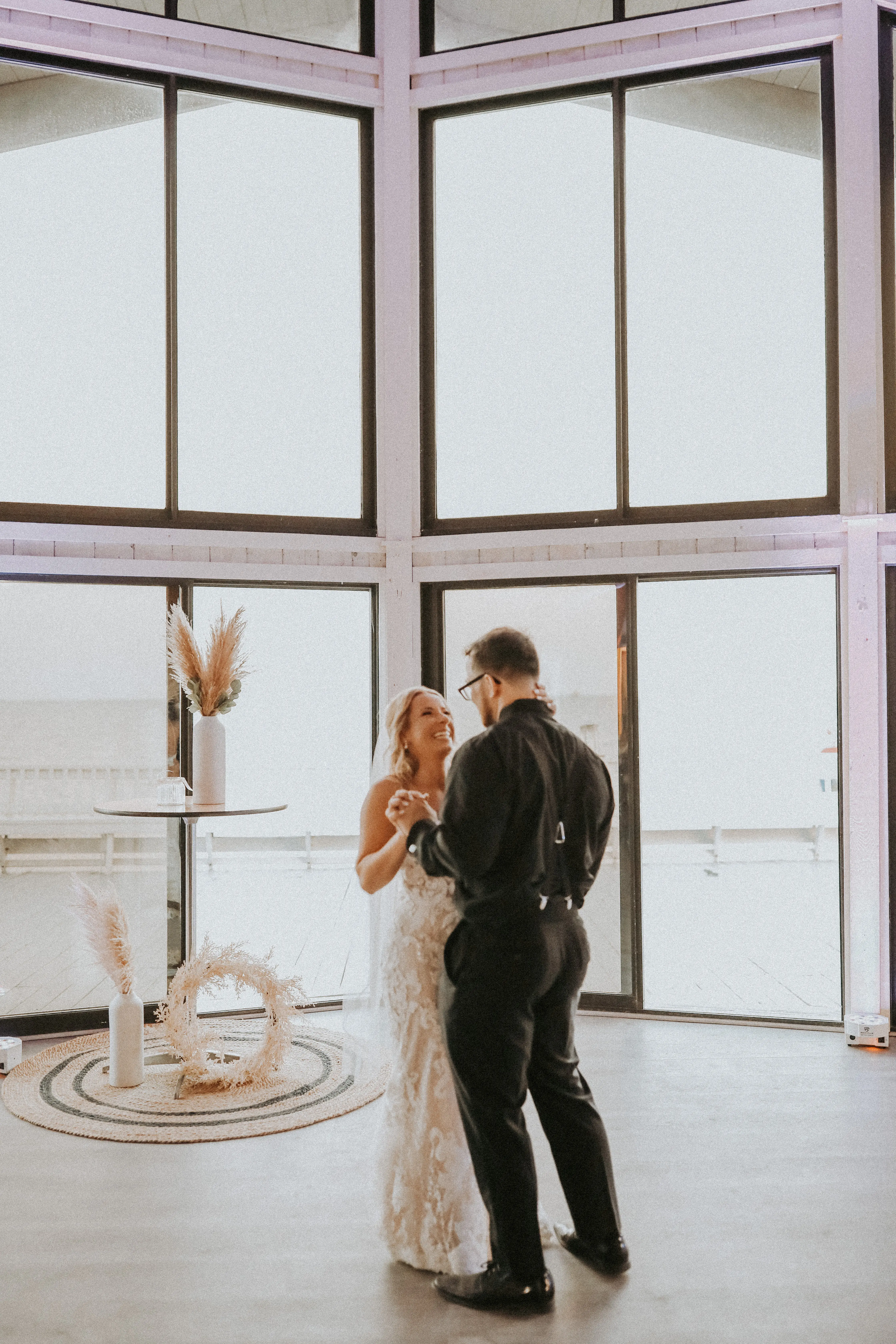 Bride In Lace Sheath Wedding Gown Name Tuscany Lynette By Maggie Sottero Bride And Groom Dancing
