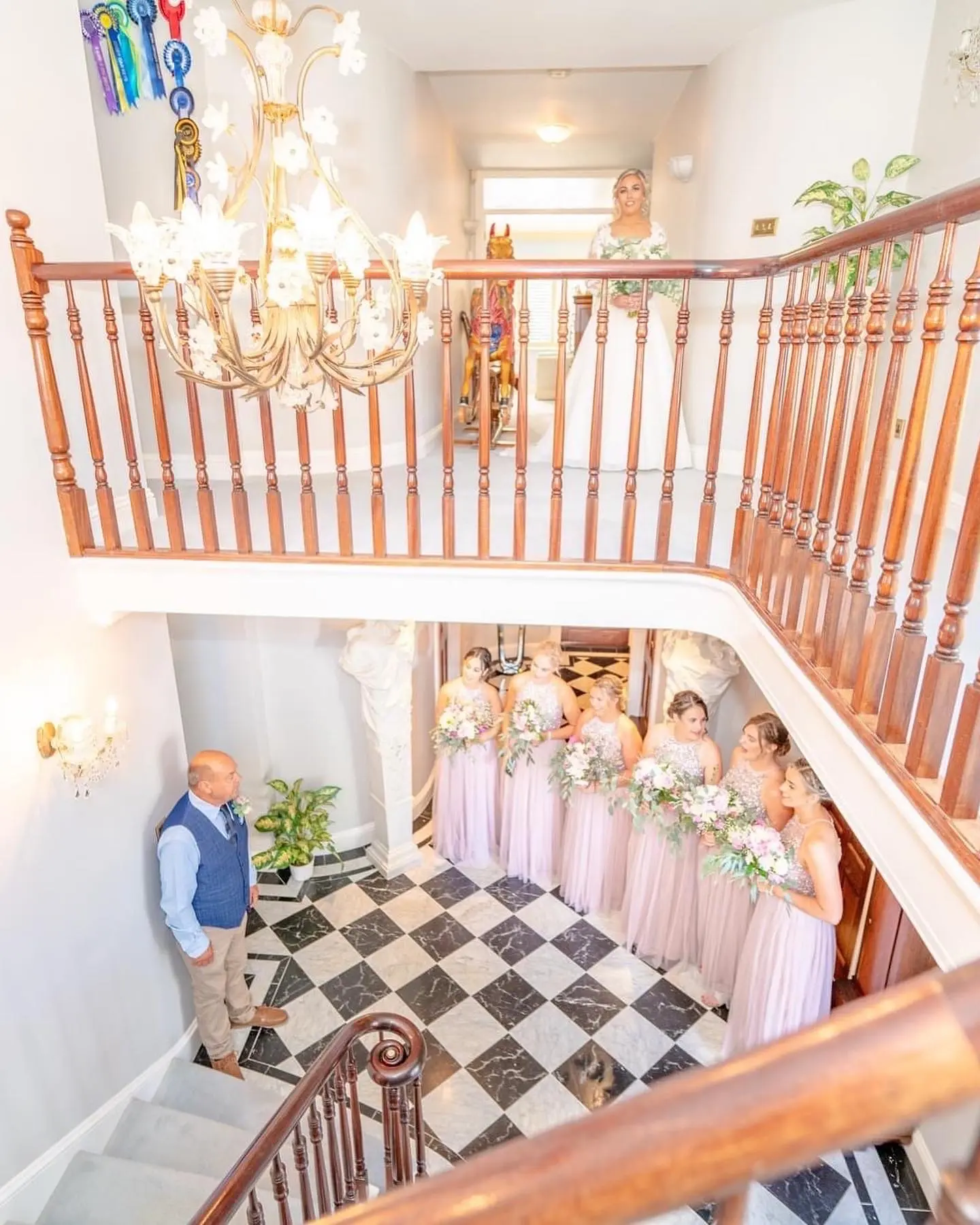 Bride In A-Line Wedding Dress Named Savannah By Maggie Sottero Bridesmaids Waiting For Bride