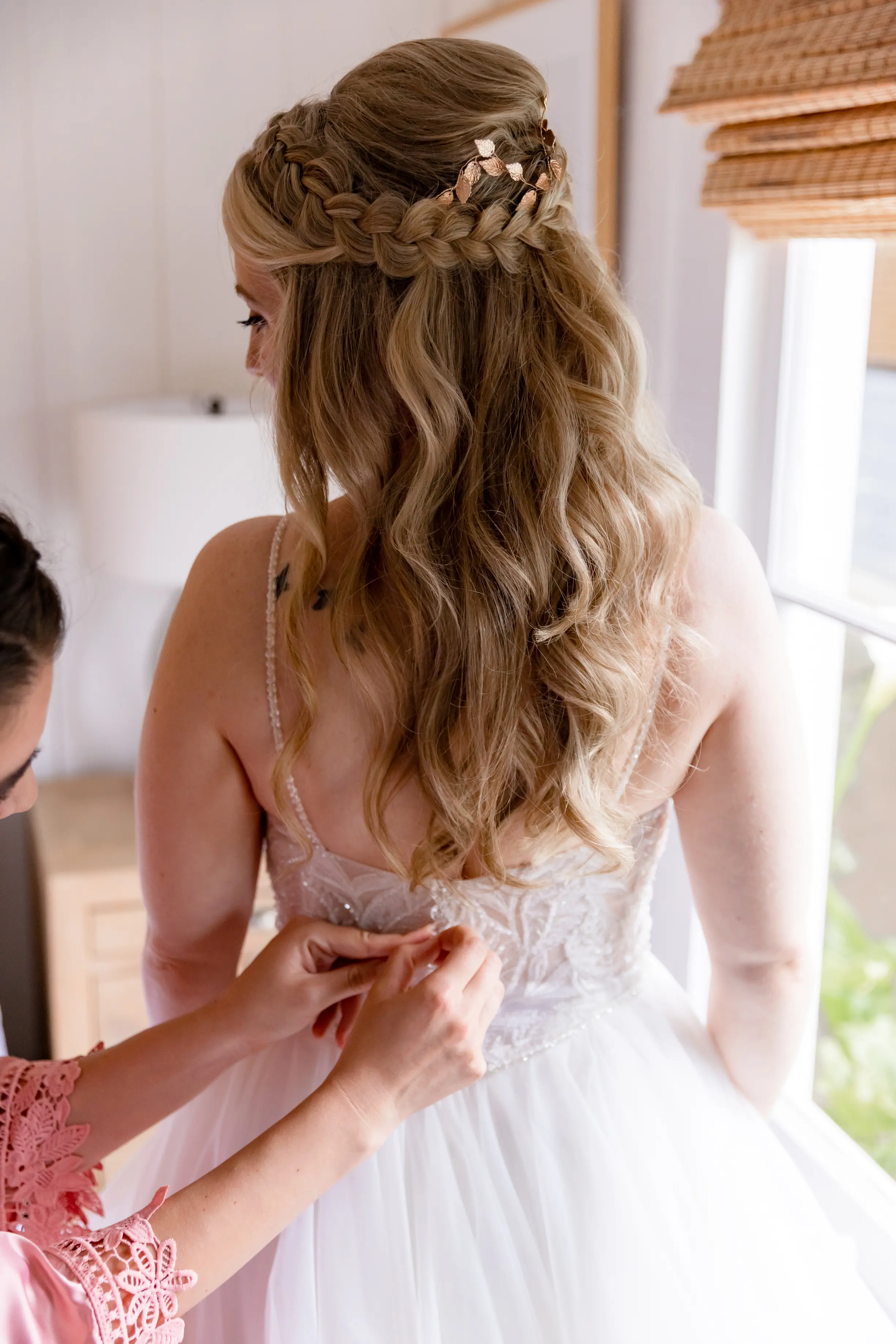 Photo of Bride With Braided Hair In Wedding Dress Called Timbrey By Maggie Sottero