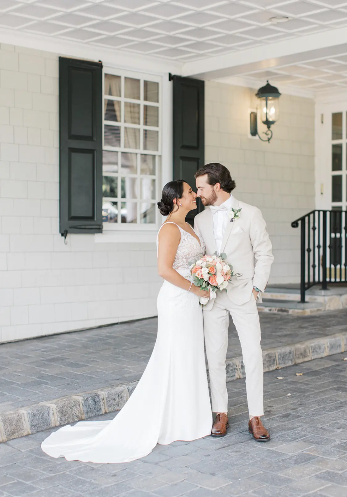 Bride In Crepe Wedding Dress Called Carmen By Rebecca Ingram