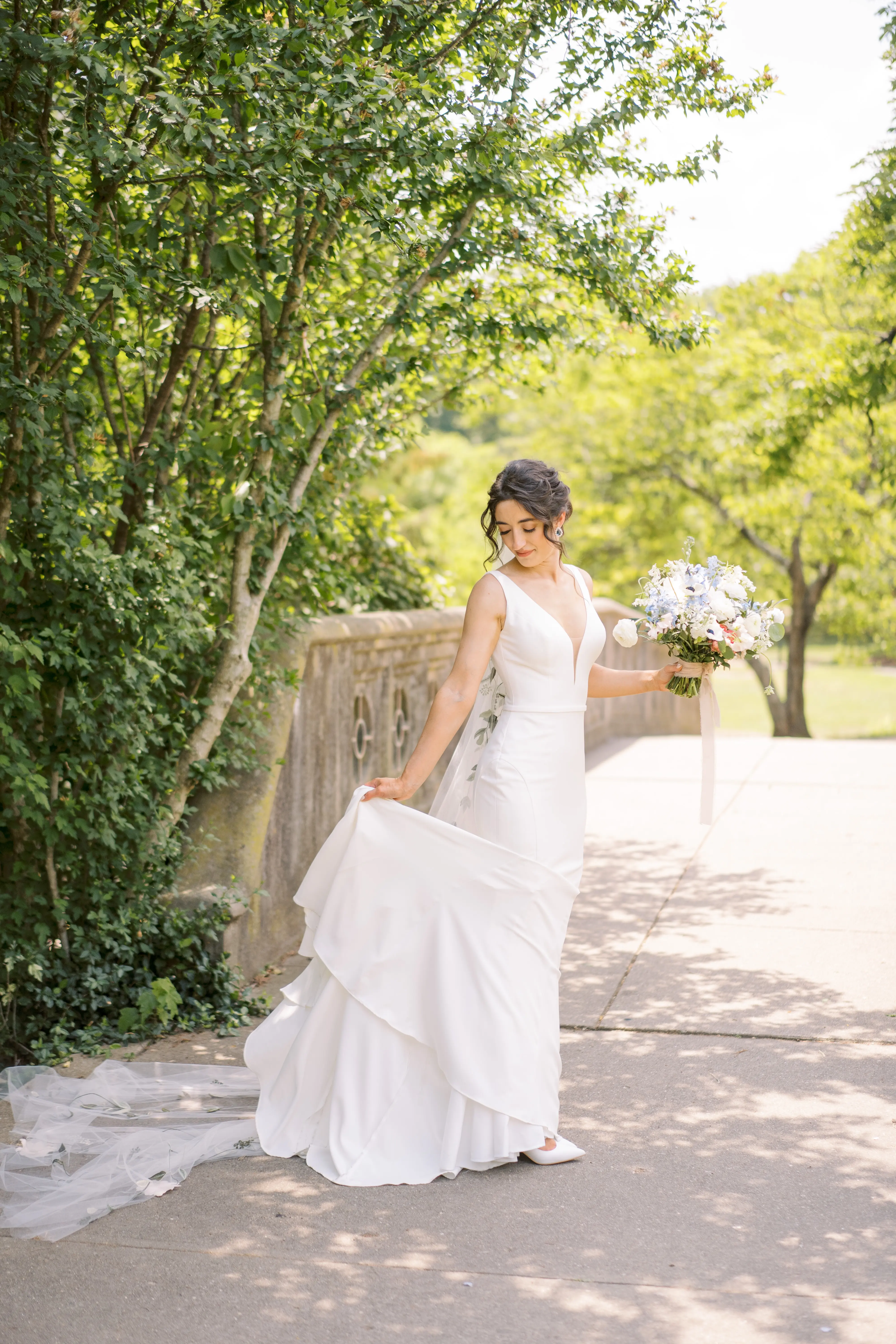 Bride In Simple Crepe V-neck Theodora Rebecca Ingram