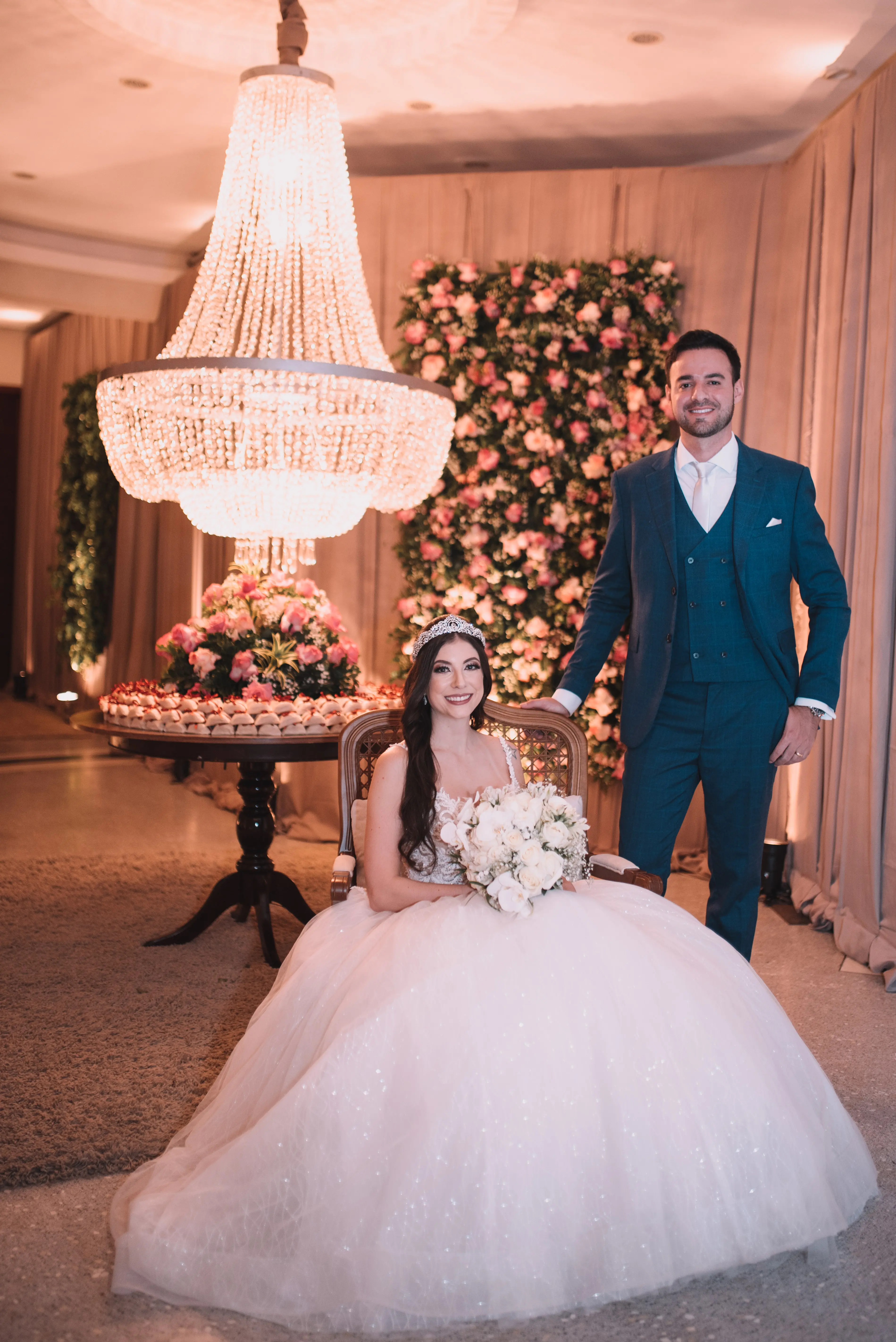 Groom with Bride in Flirty A-Line Wedding Gown with Beaded Lace Motifs over Textured Tulle and Precious Organza with Sheer Beaded Bodice Called Savannah by Maggie Sottero